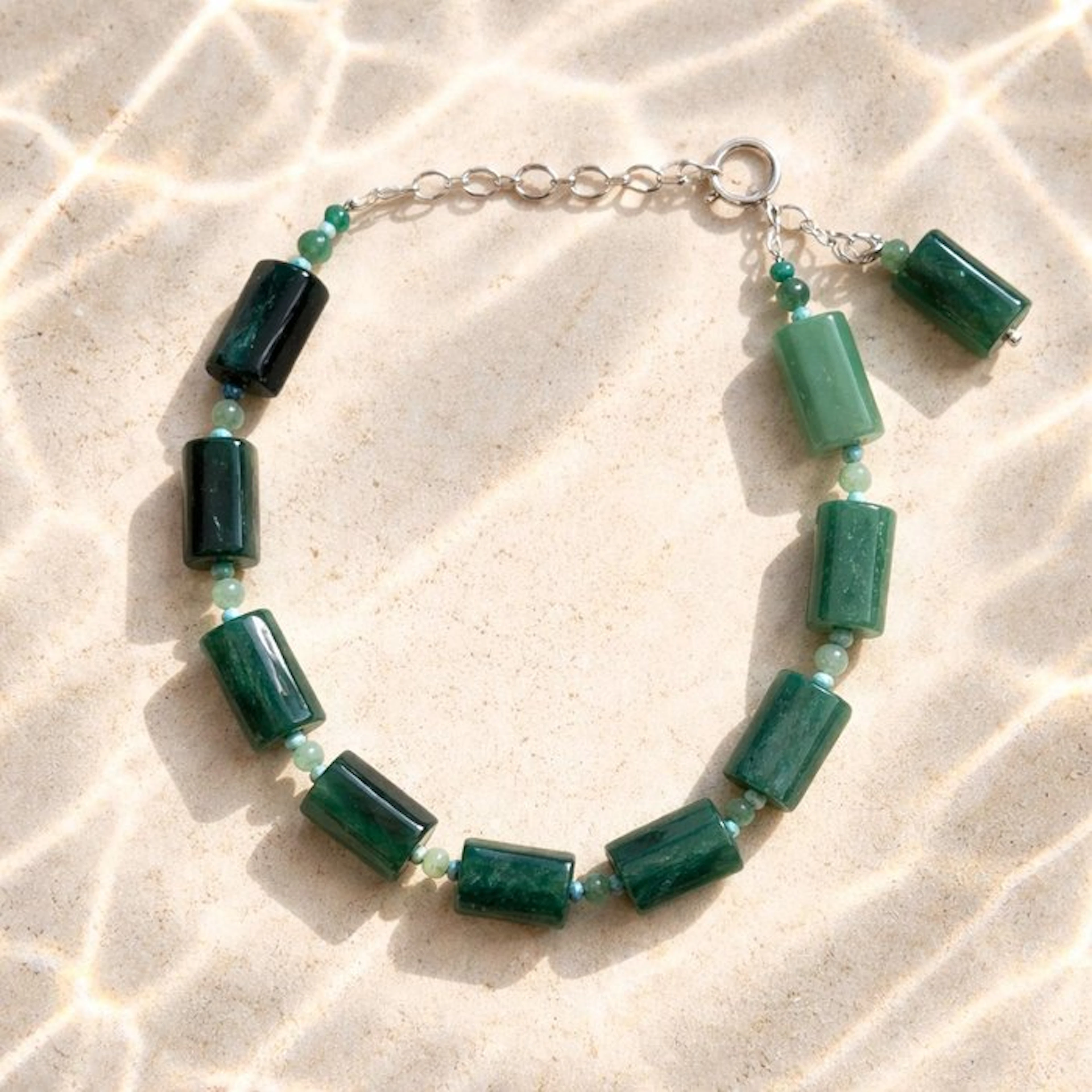Silver - Bracelet - Emerald, turquoise