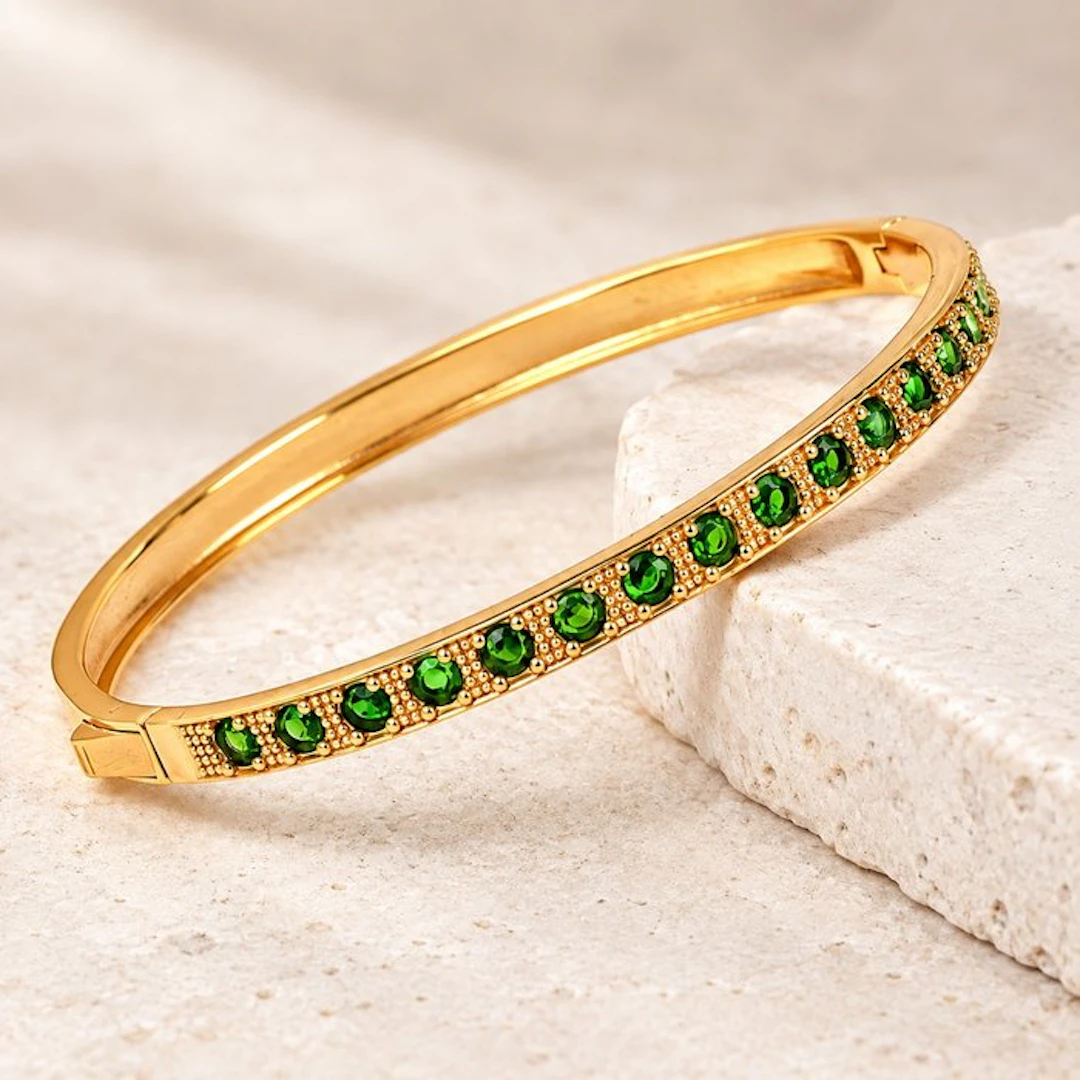 No reserve price - Bracelet Silver - Diopside - Certified