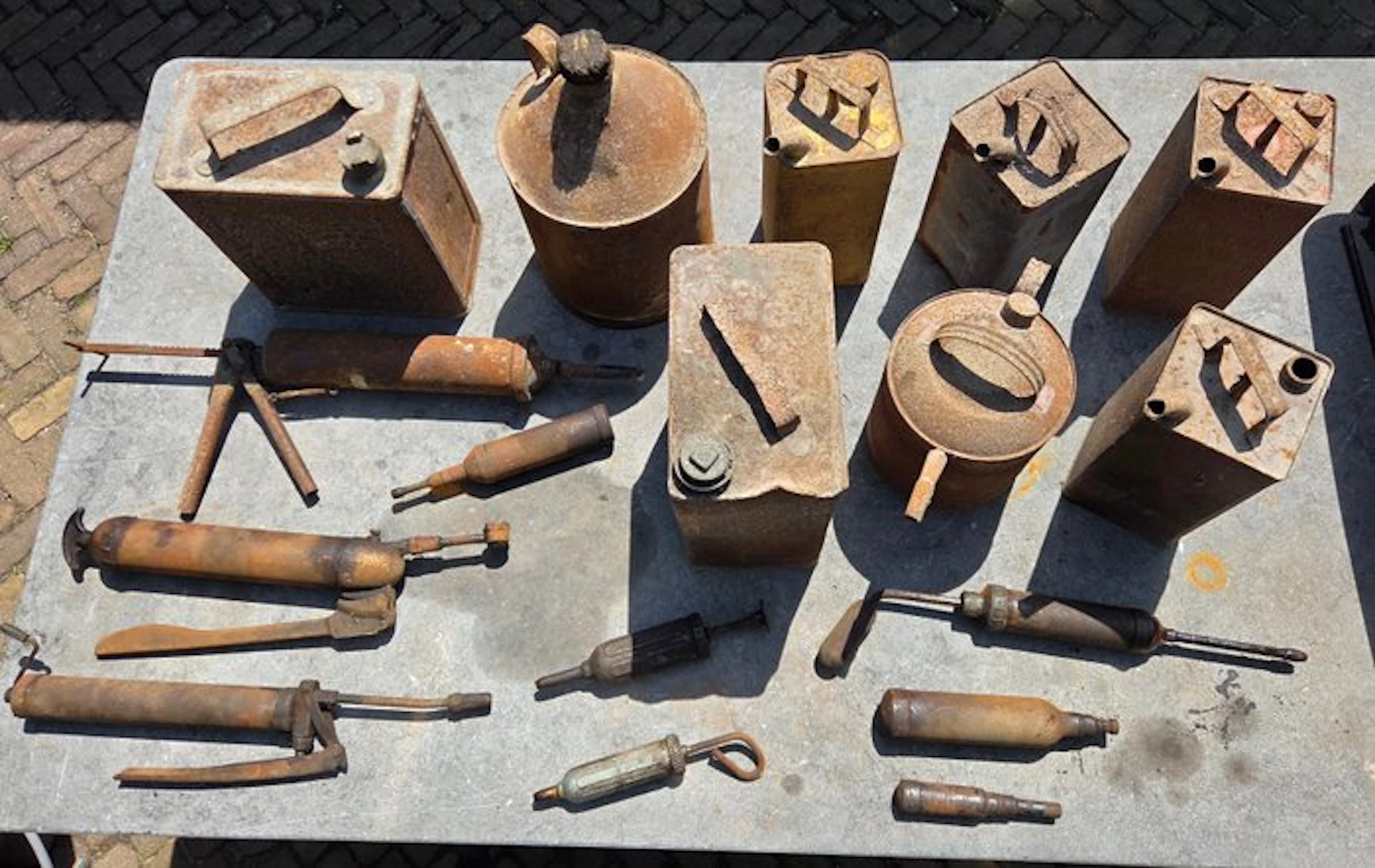 Working tool (19) Antique - Batch of antique oil articles