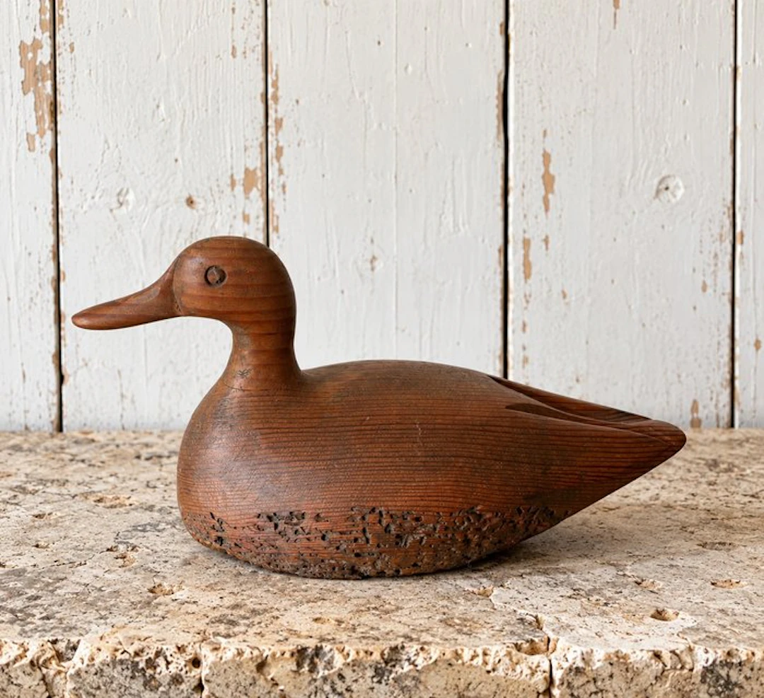 Duck decoy - Rare Antique Hand-Carved Wooden Duck Decoy...