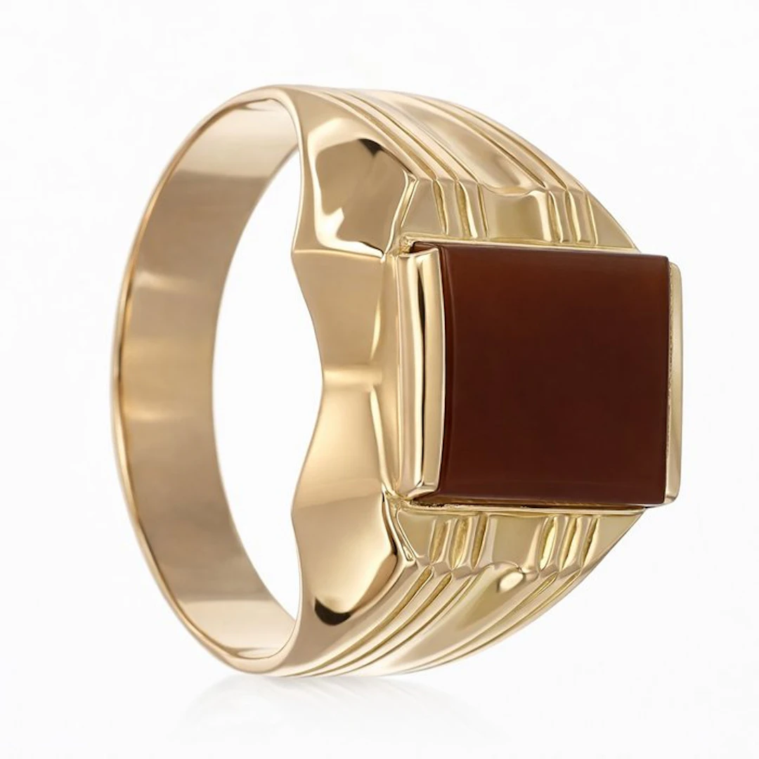 Ring - 18 kt. Yellow gold - 2.00ct. tw. Carnelian - Made in Italy - Handmade