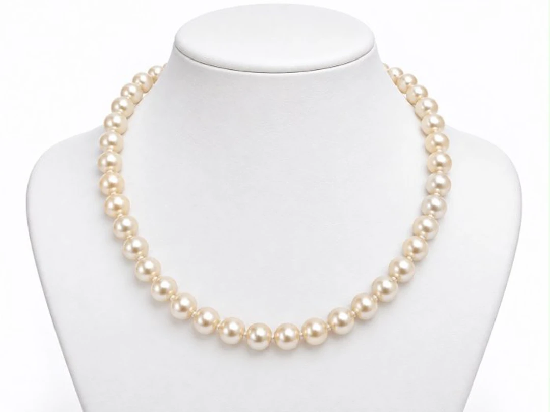 No reserve price - Necklace - 18 kt. White gold Pearl - Made in Italy