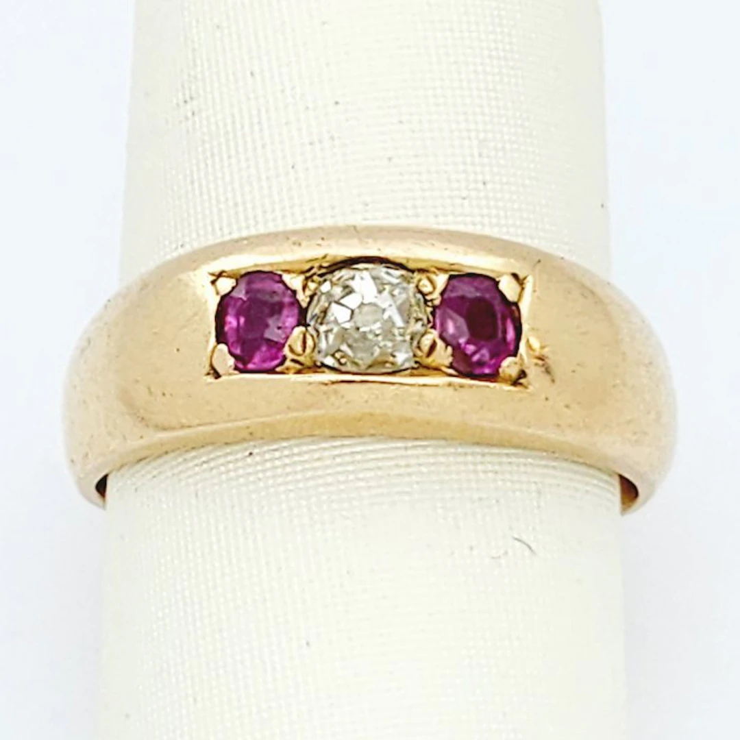 Ring - 18 kt. Rose gold - 0.25ct. tw. Diamond (Natural) - Ruby