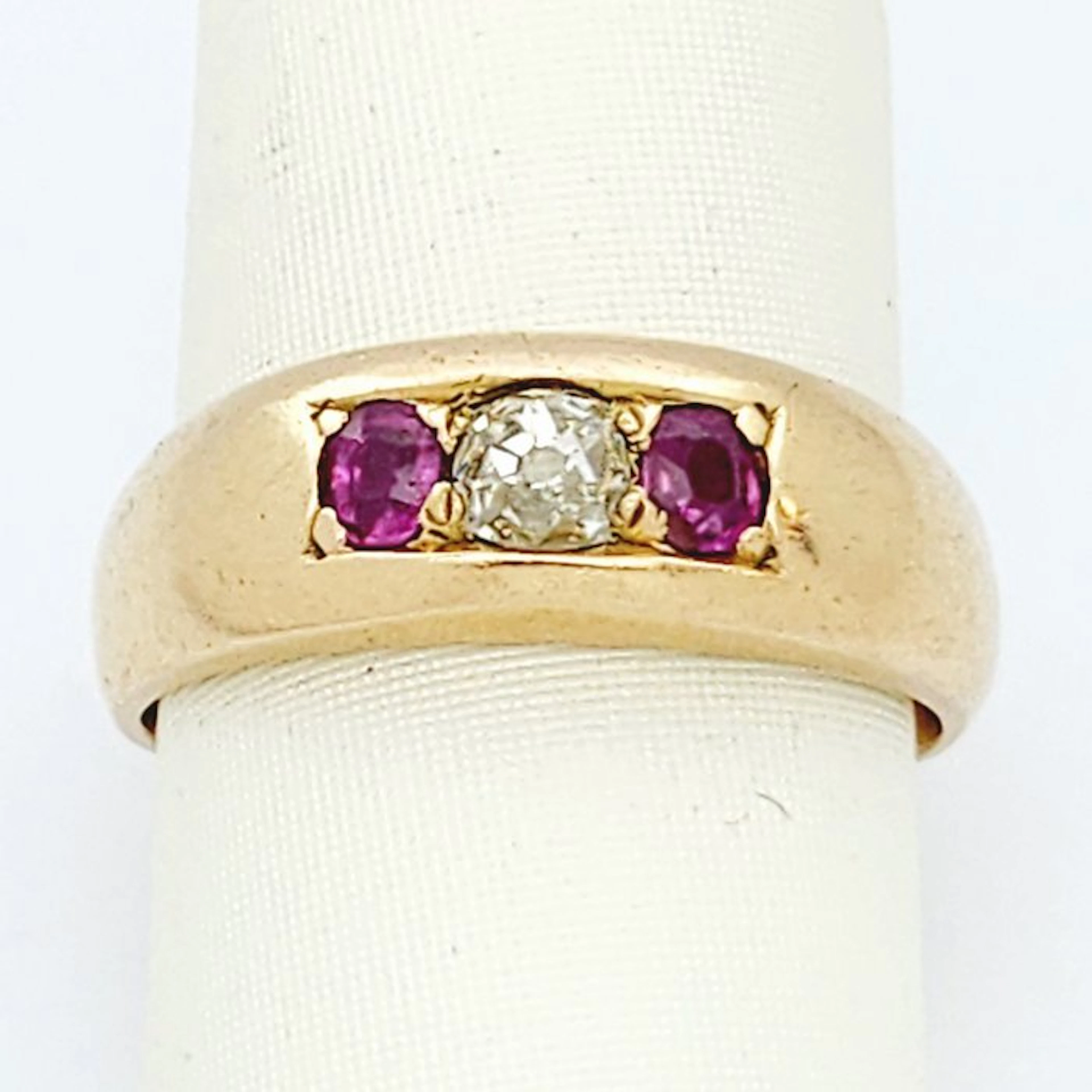 Ring - 18 kt. Rose gold - 0.25ct. tw. Diamond (Natural) - Ruby