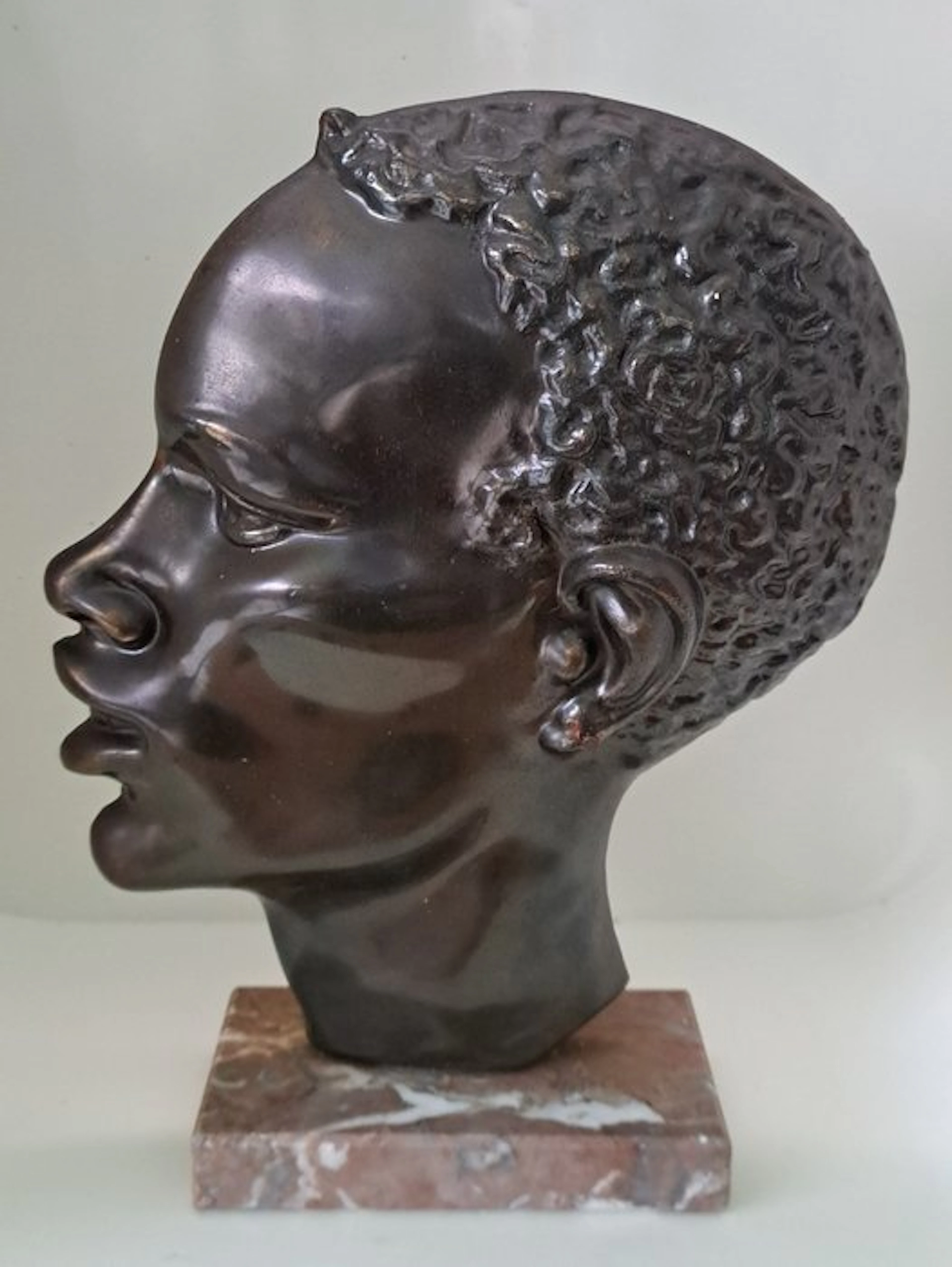 Statue, Profiel Van Een Afrikaanse Man - 26 cm - Antimoon
