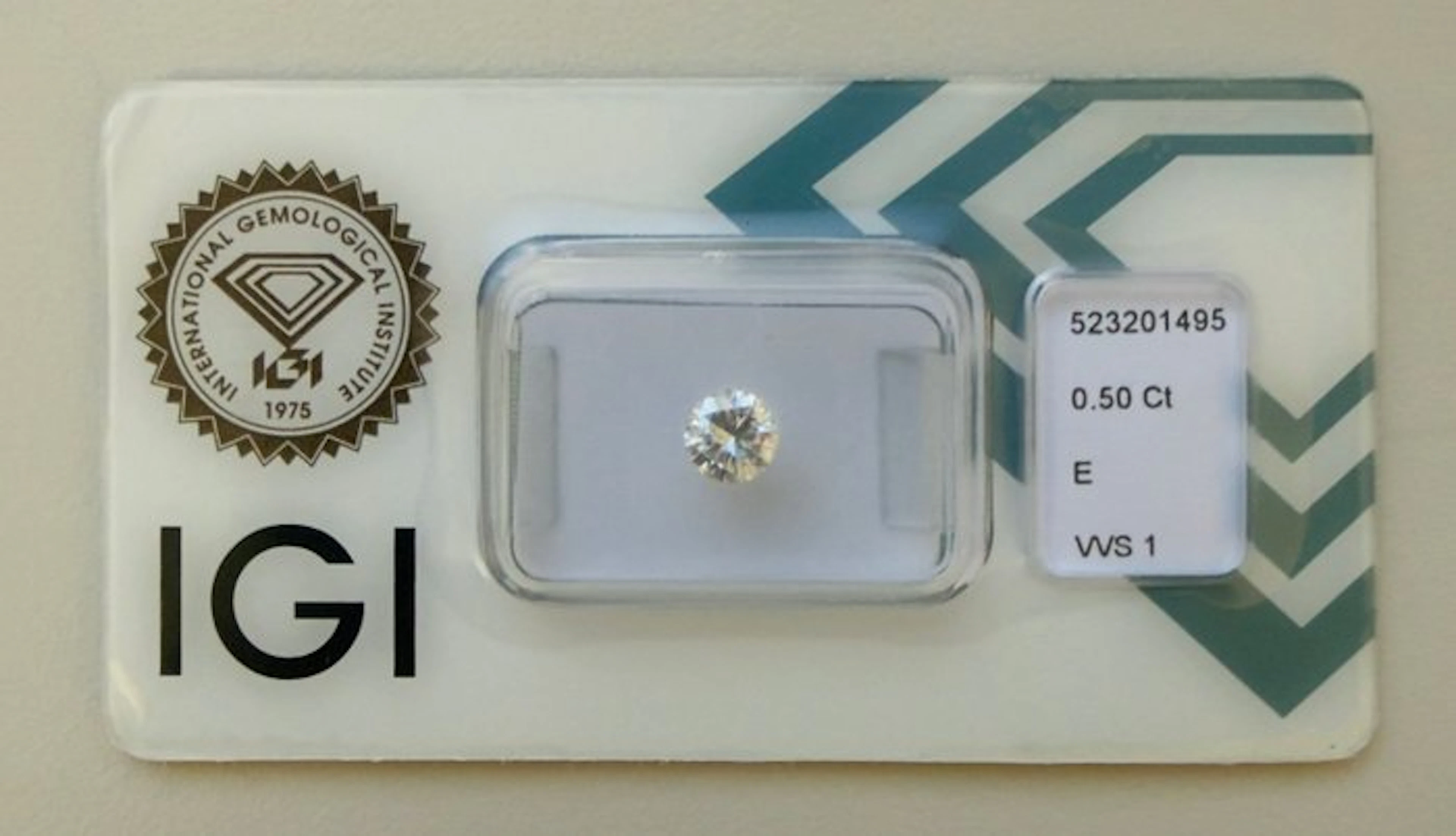 1 pcs Diamond (Natural) - 0.50 ct - Round - E - VVS1...