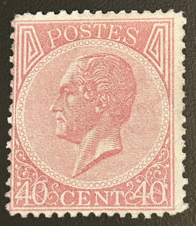 Belgium 1865/1866 - Leopold I in profile: 40c pale pink - OBP/COB 20A