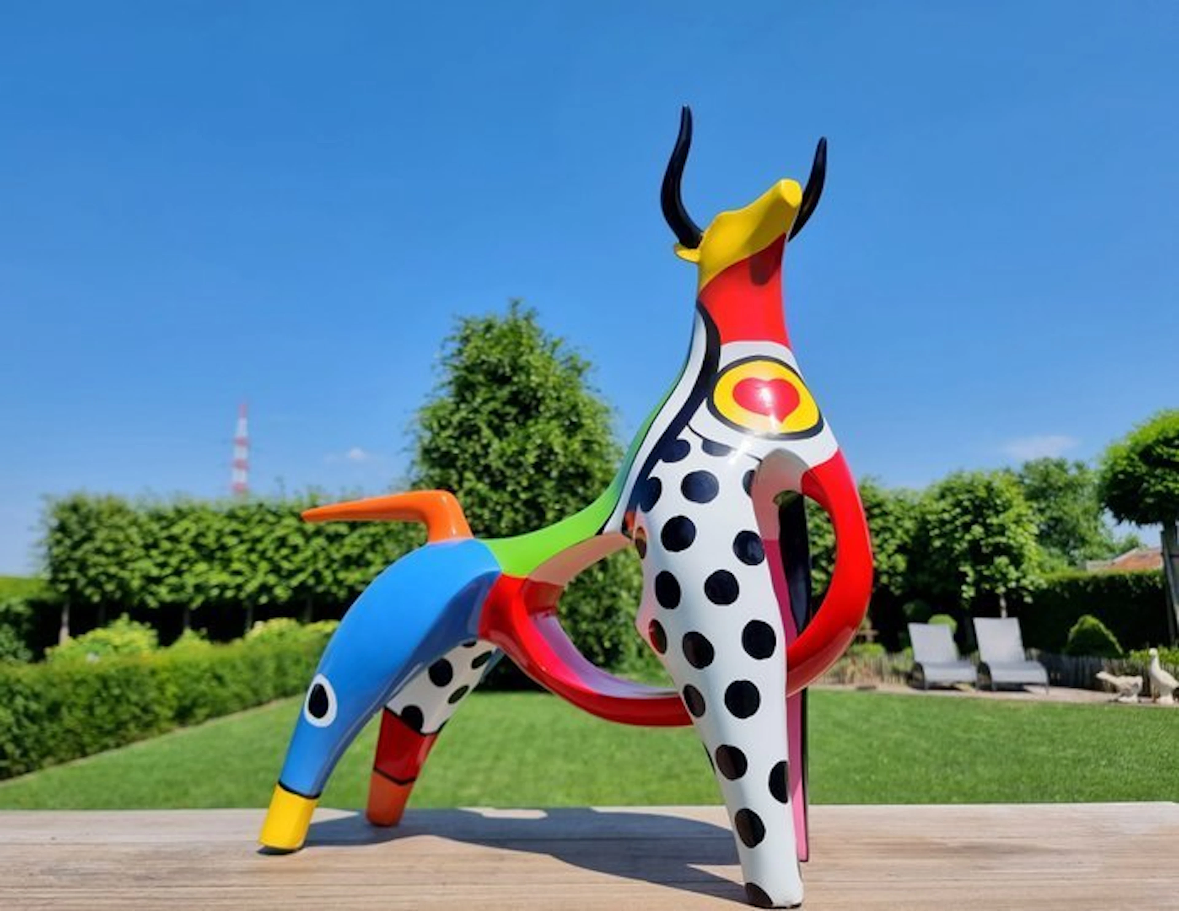 Figurine - Beeldje - Pop art Bull - Glasvezel - Resin, Glass