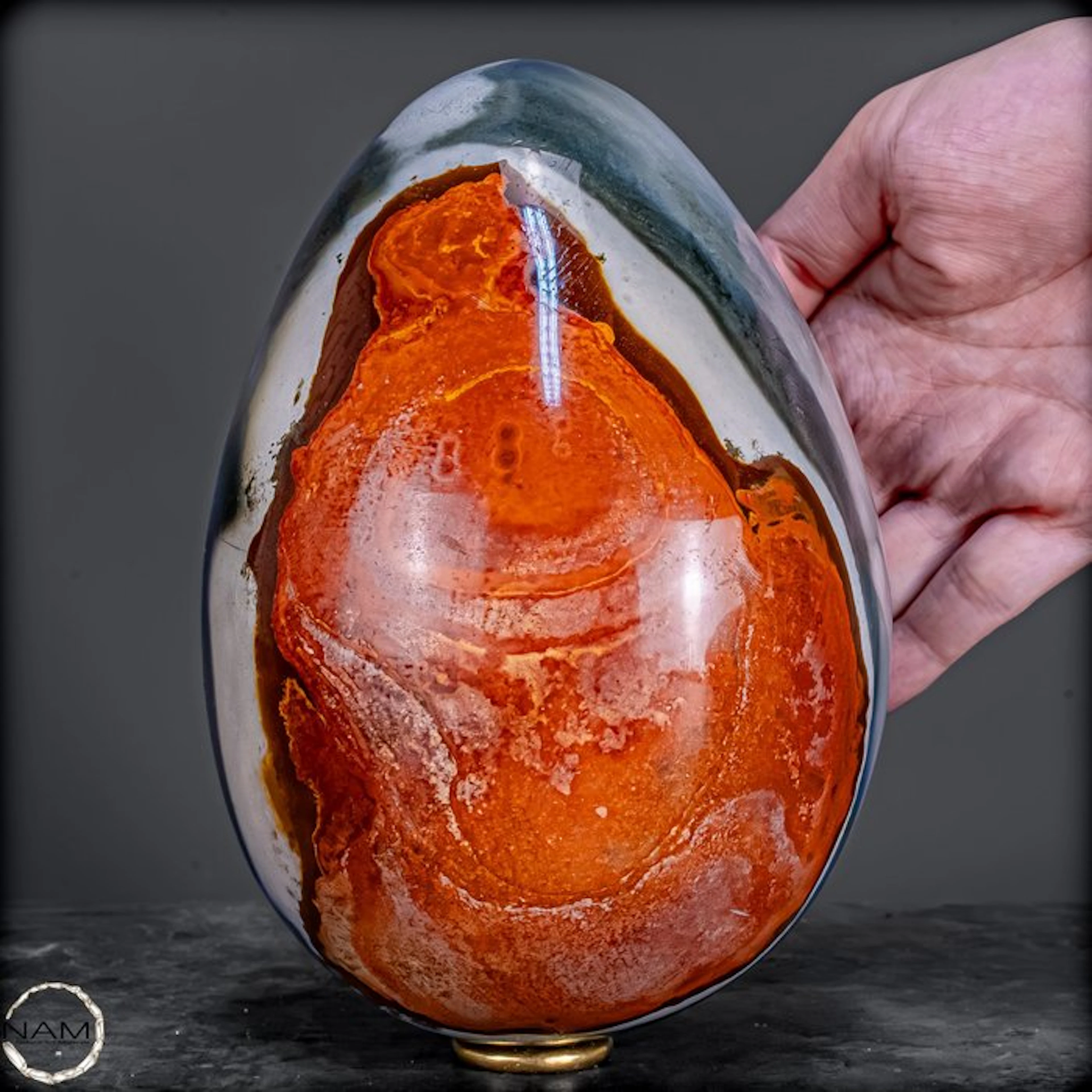 Exclusive polychrome jasper egg – hand-polished gemstone...