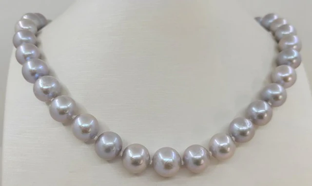 Necklace - 14 kt. White gold, 11x13mm Grey Edison Pearls