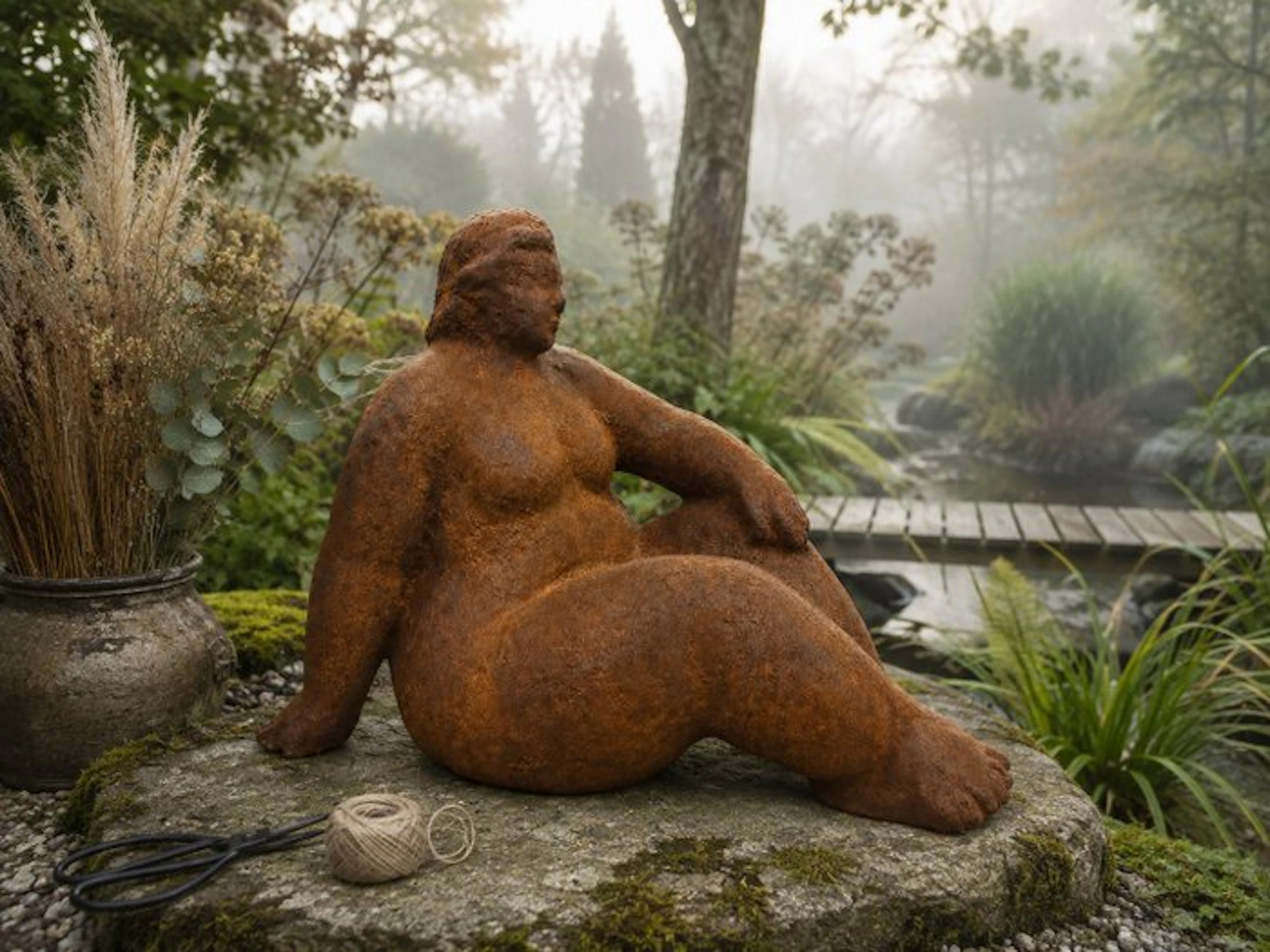 Statue, sculpture of an artful and abstract statue of a...