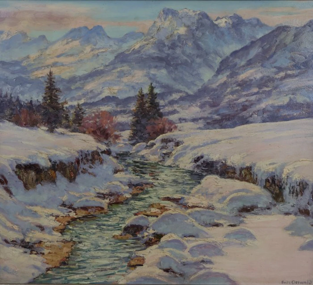 Fritz Osswald (1878-1966) - Bei Tölz – Winterlicher Gebirgsbach