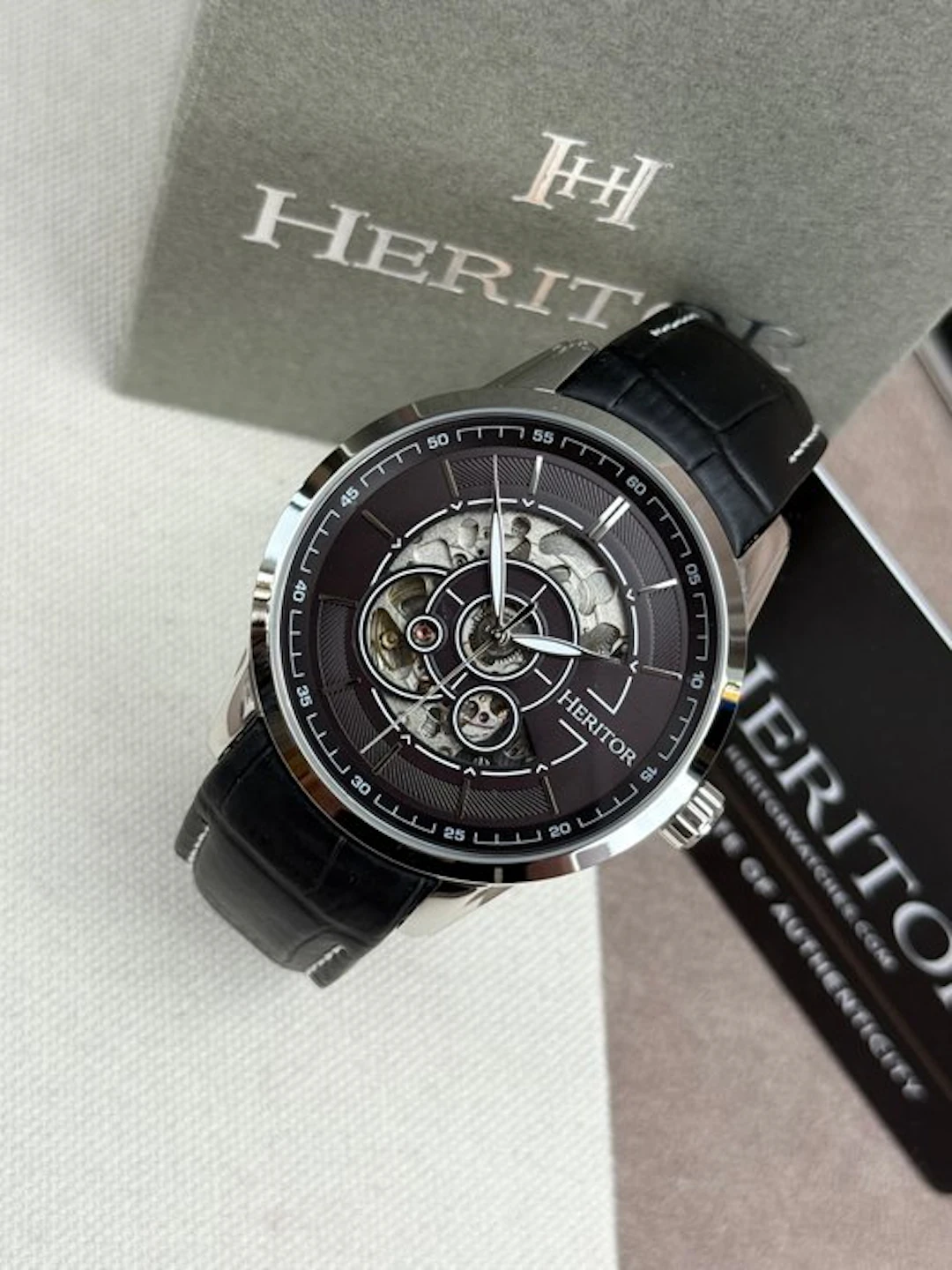 Heritor - Automatic Davies Semi-Skeleton - Silver/Black...