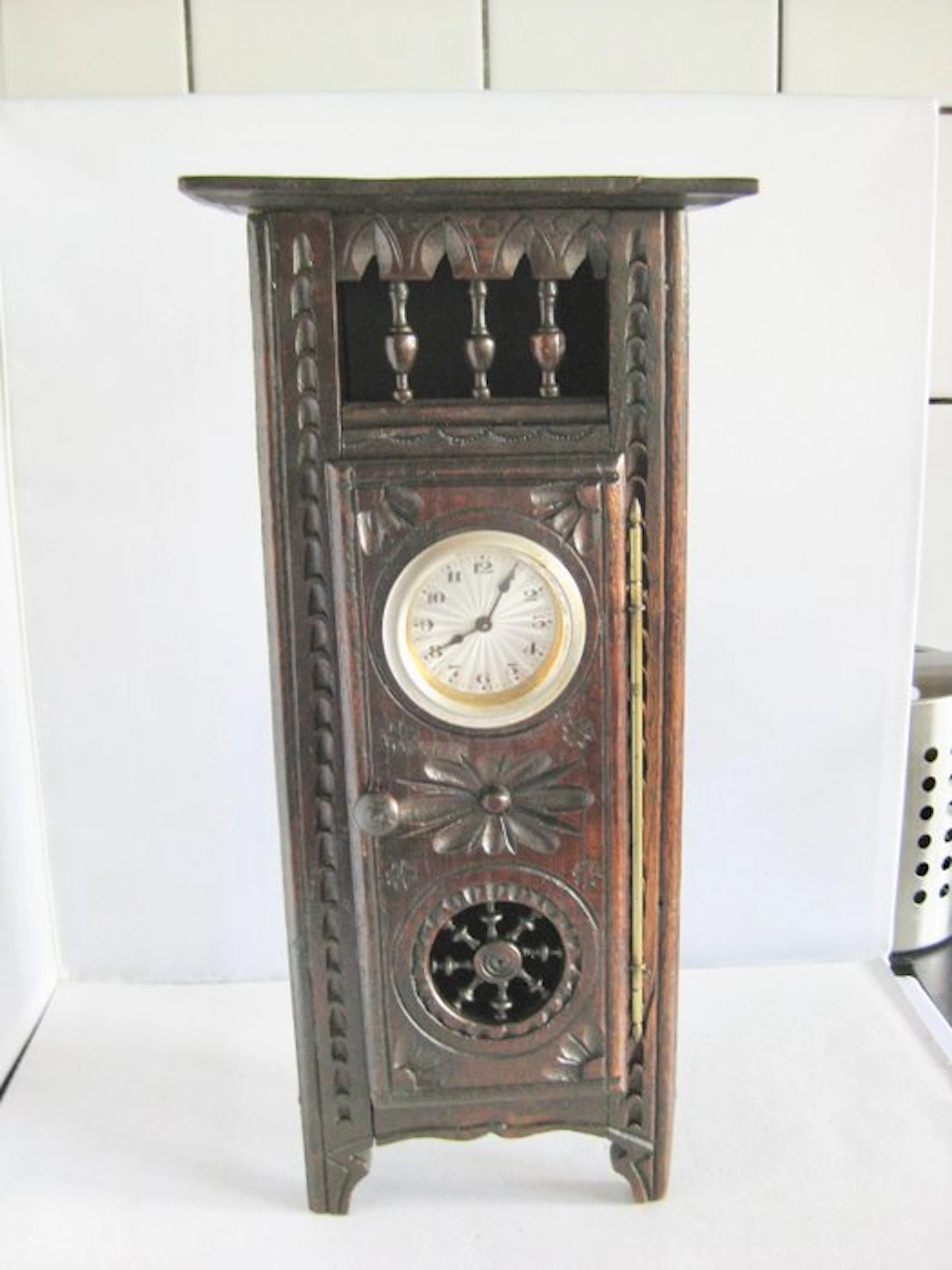Desk clock - Vintage Wood, Brass - 1910-1920