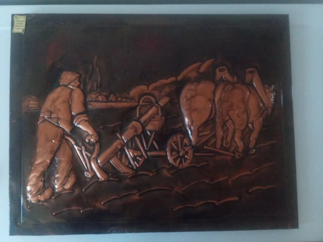 Memorabilia collection - Repoussé copper bas-relief.