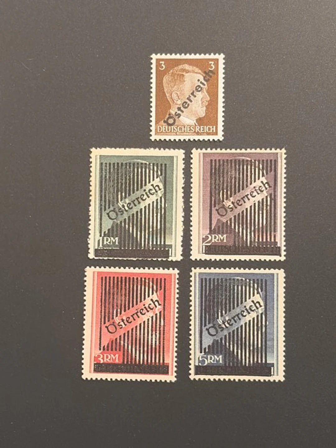 Austria 1945 - 5 signed rare unissued stamps. - Michel IV,Va,Vb,Vc,Vd