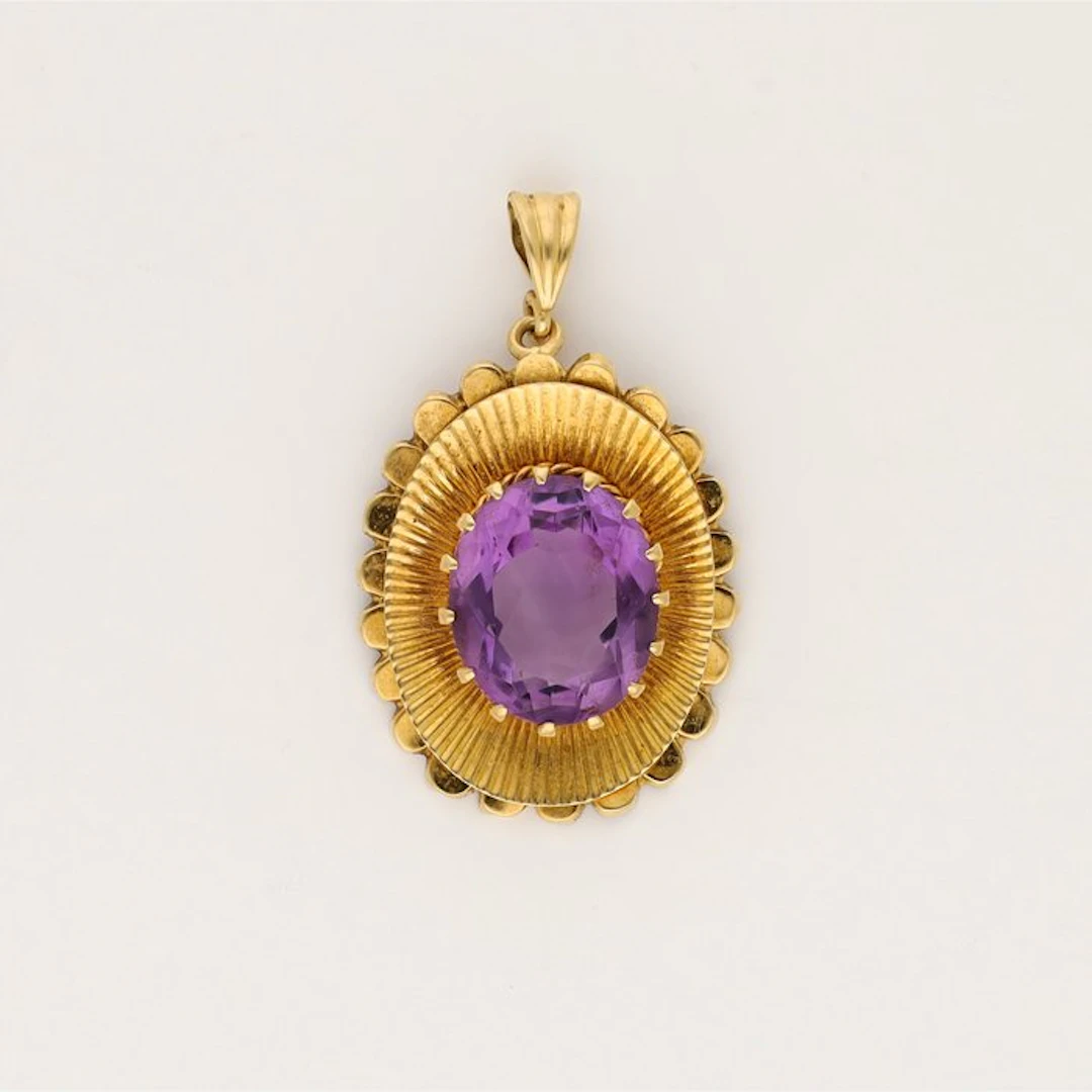 Pendant - 18 kt. Yellow gold Spinel