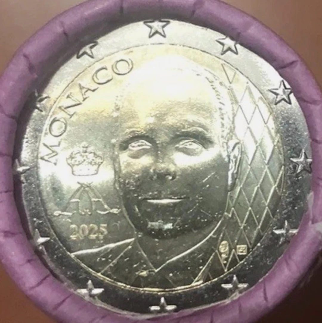 Monaco. 2 Euro 2025 "Nouvelle Face" (25 monnaies) en rouleau (No reserve price)