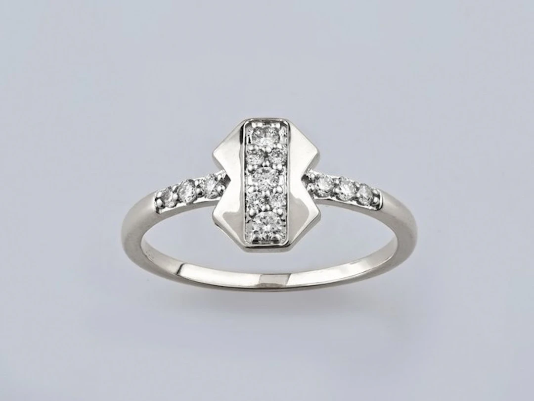 Ring - 14 kt. White gold - 0.21ct. tw. Diamond (Natural)