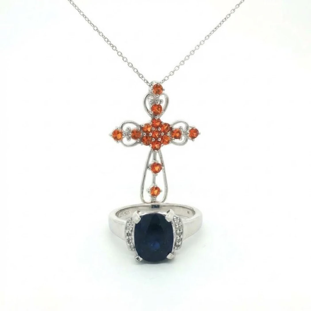No reserve price - 2 piece jewellery set Silver - 5.97ct