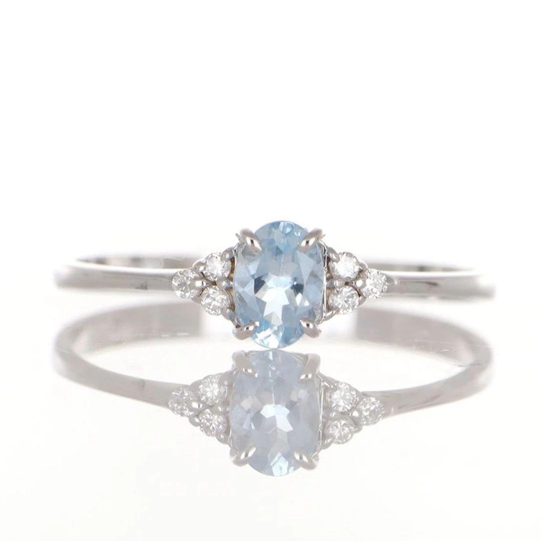 No reserve price - Earrings - 18 kt. White gold Aquamarine - Diamond