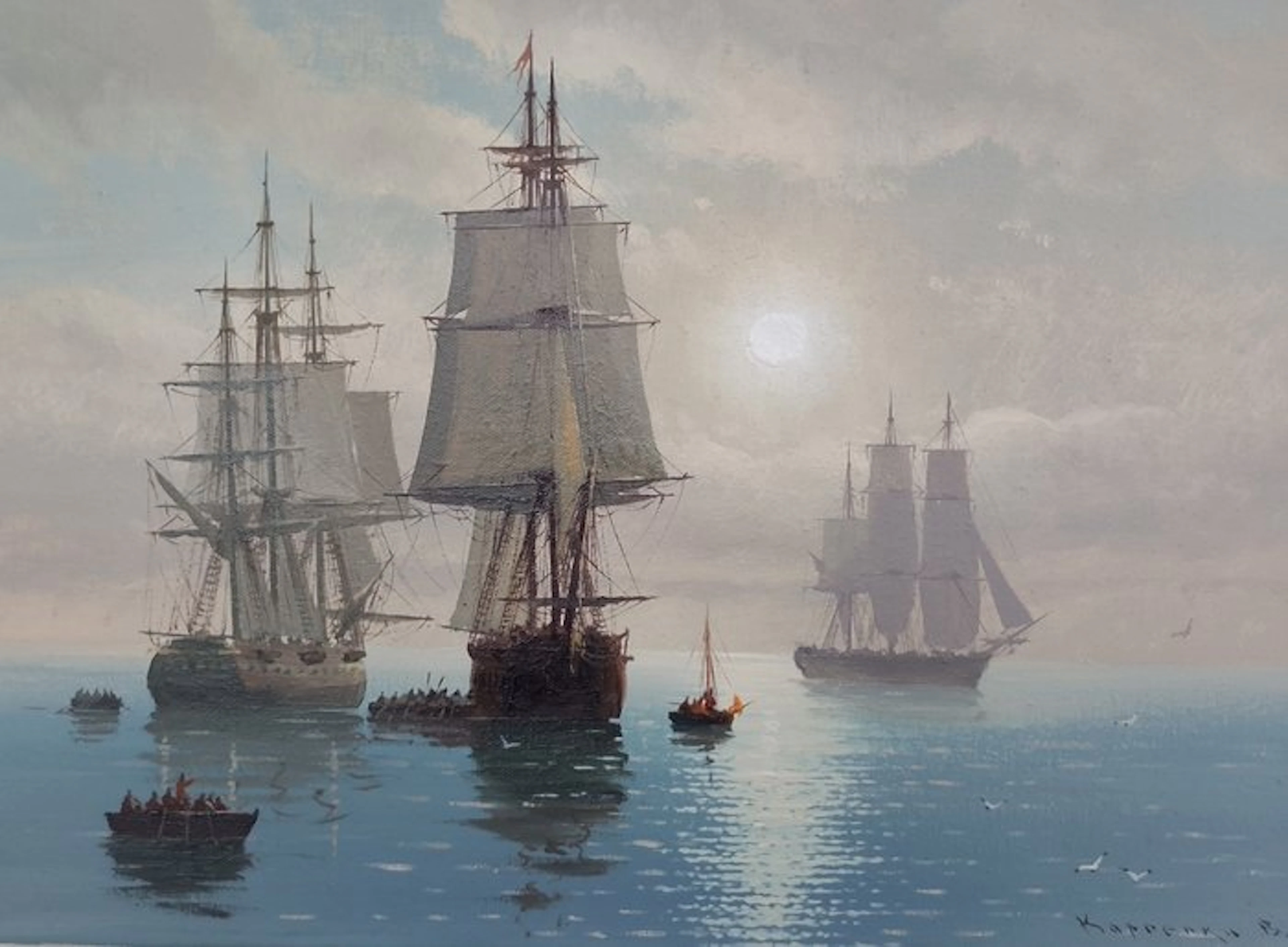 Karpenko Vitalii (XXI) - Seascape with ships