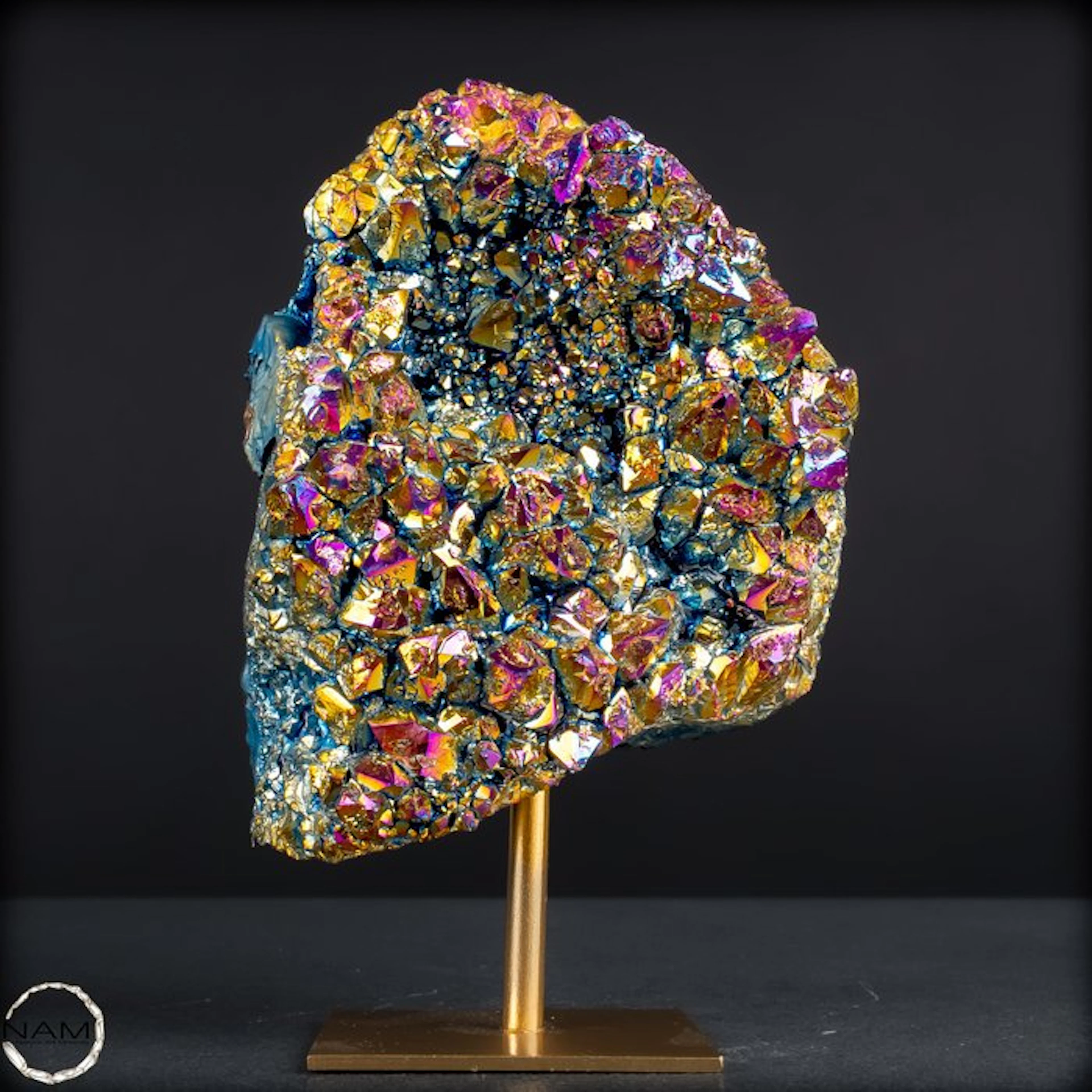 Rainbow of Energy – Aura Amethyst on a Stand. Unique- 803.75 g