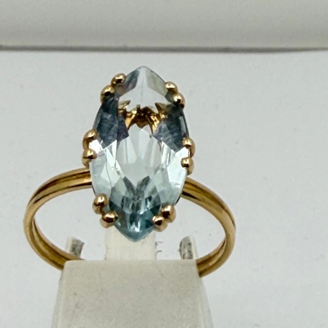 No reserve price - Cocktail ring - 18 kt. Yellow gold Aquamarine