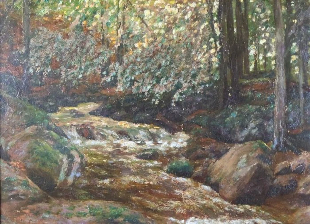 Worthmann (XX) - Waldbach mit Felsblöcken im Sonnenlicht