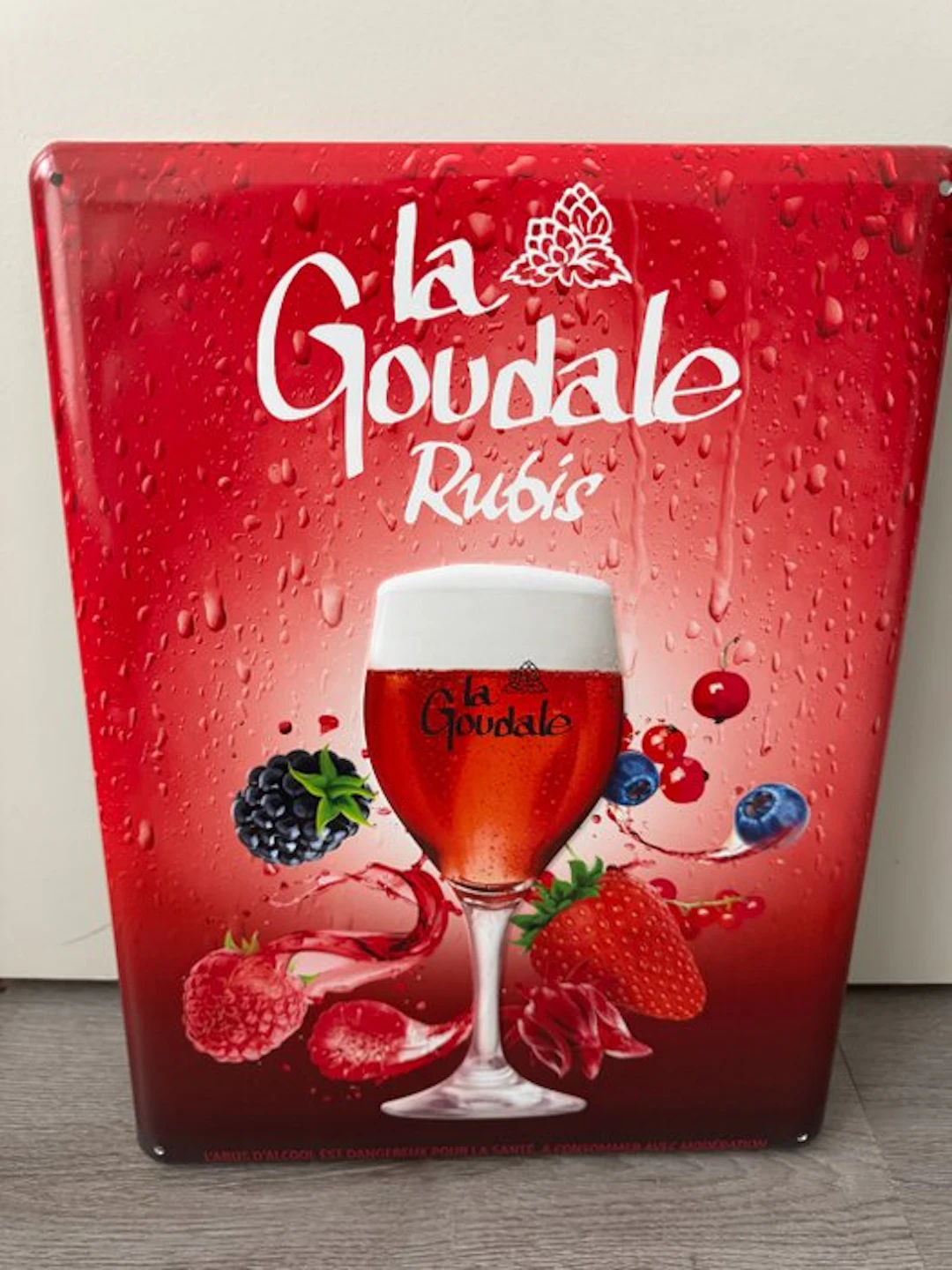 La Goudale Rubis – Metal beer advertising sign – red – approx