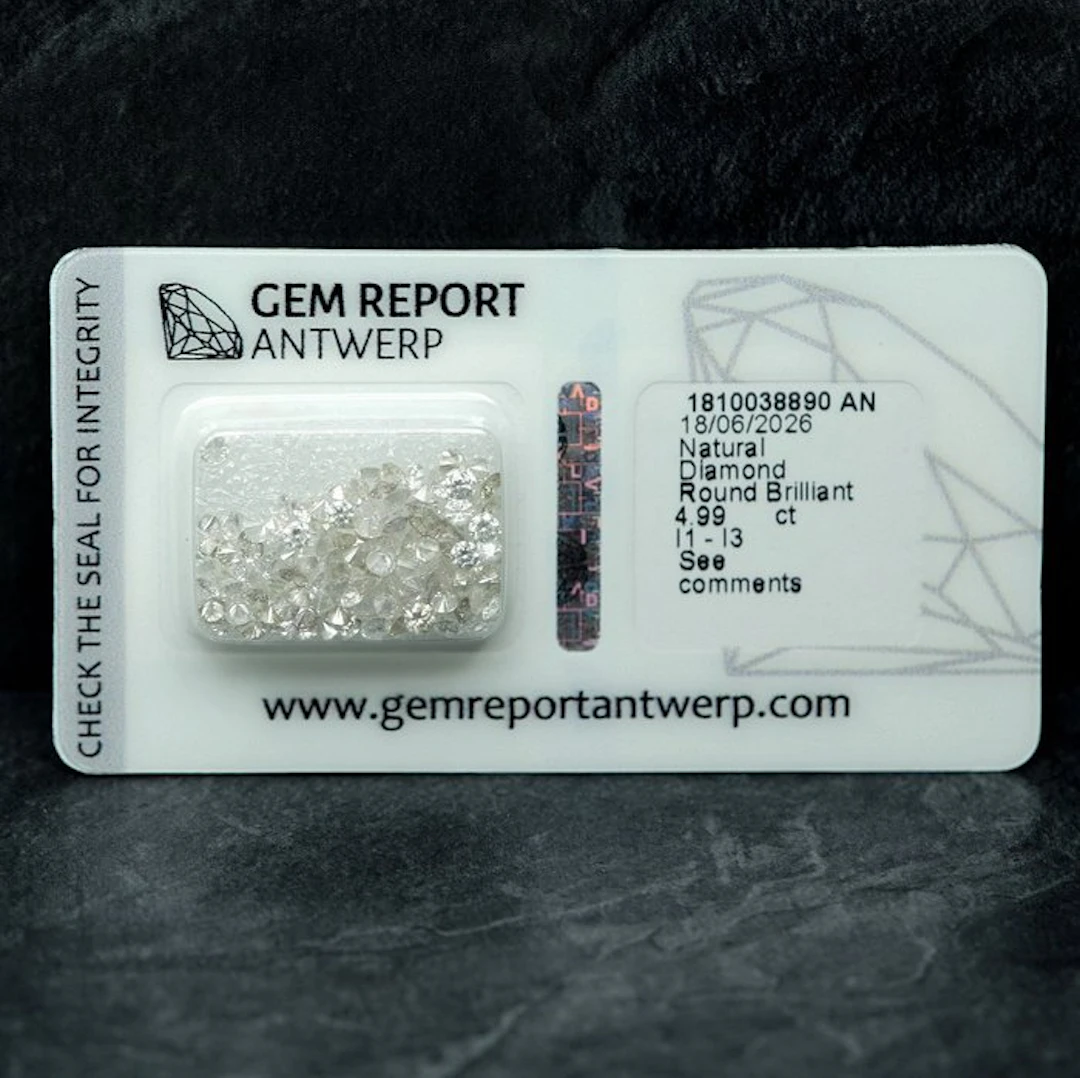 No reserve price - 124 pcs Diamond (Natural) - 4.99 ct - Round - F