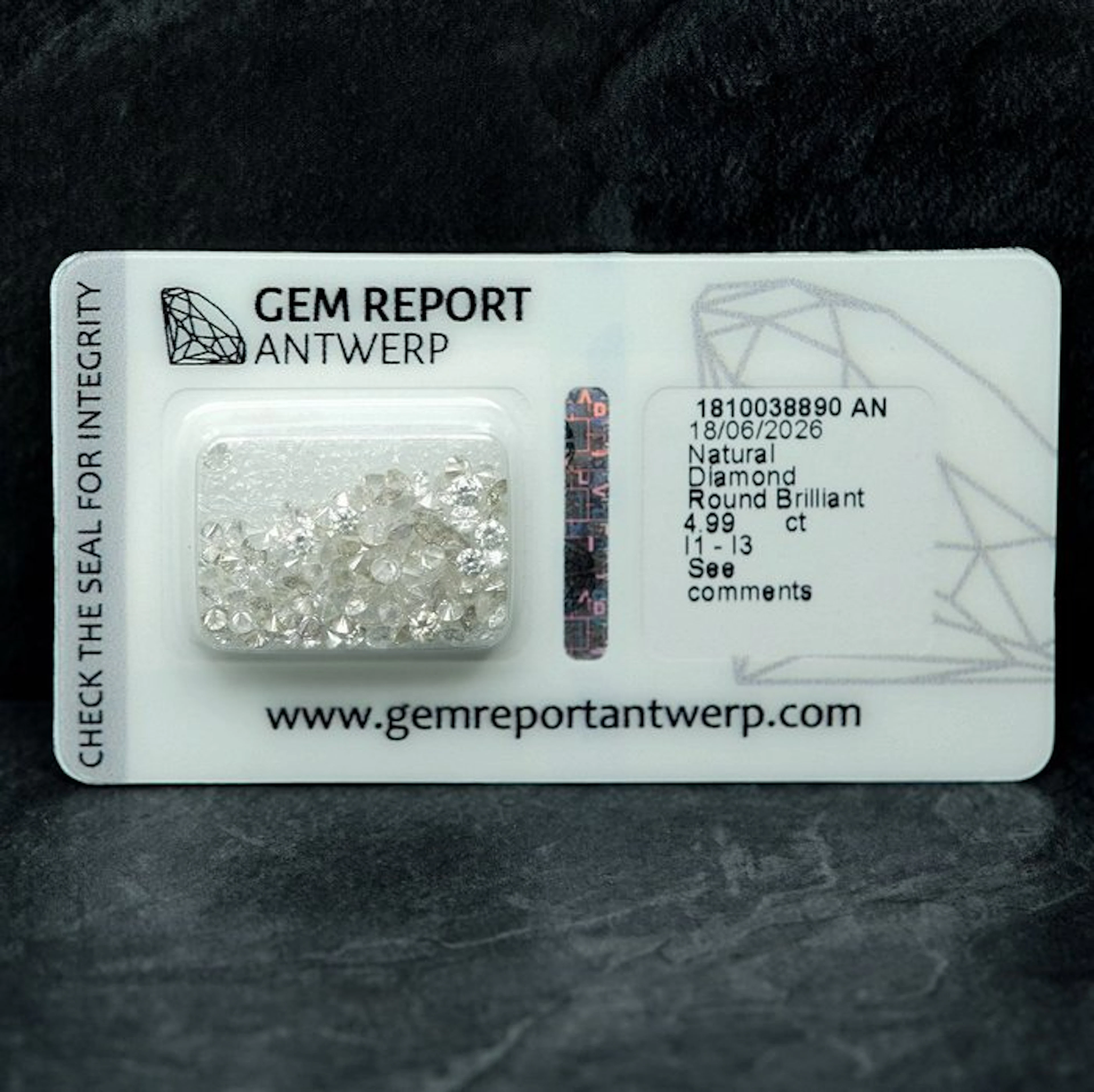 No reserve price - 124 pcs Diamond (Natural) - 4.99 ct - Round - F