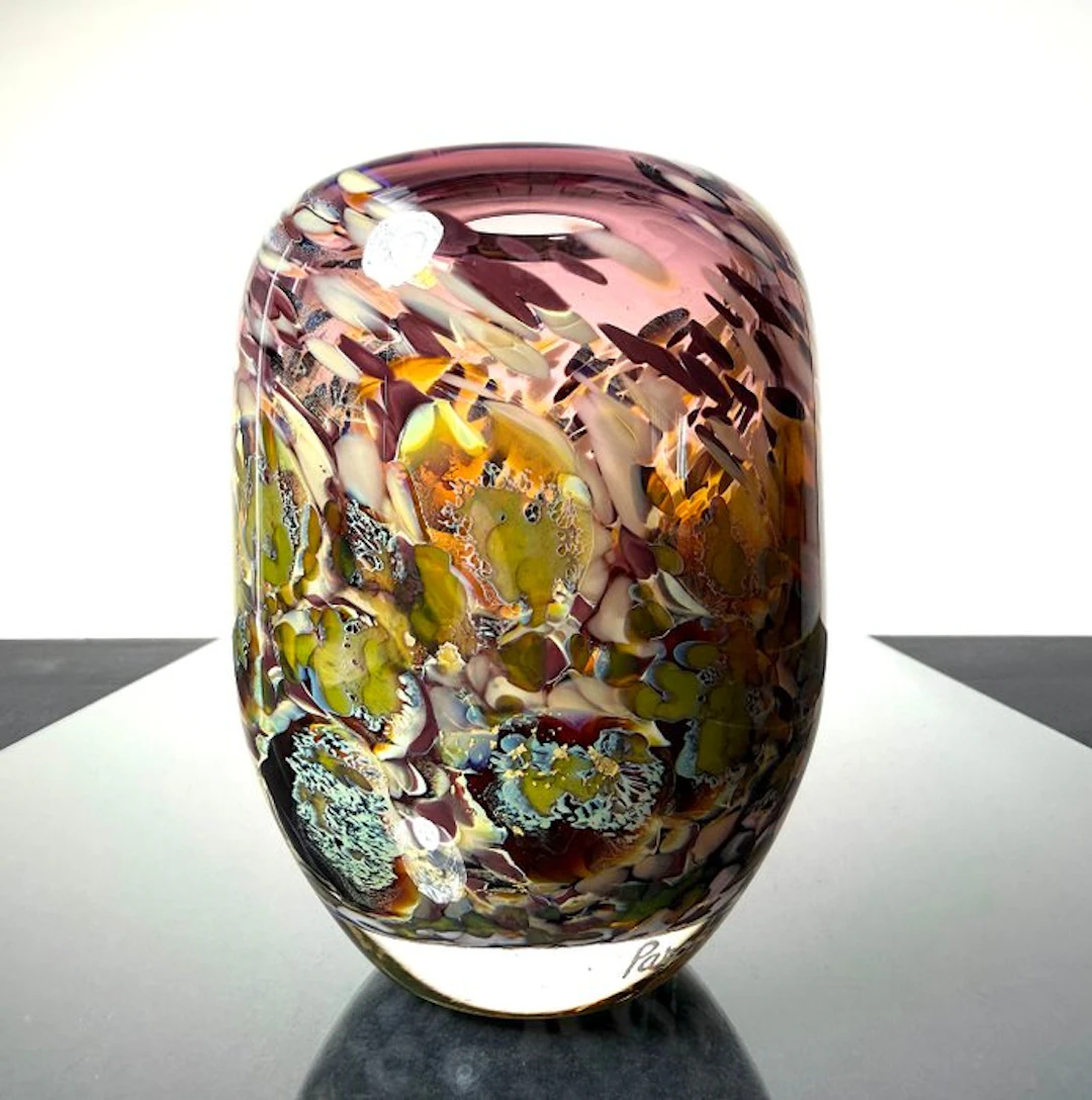 Maxence Parot - Vase - Unique vase in colors and gold - Glass