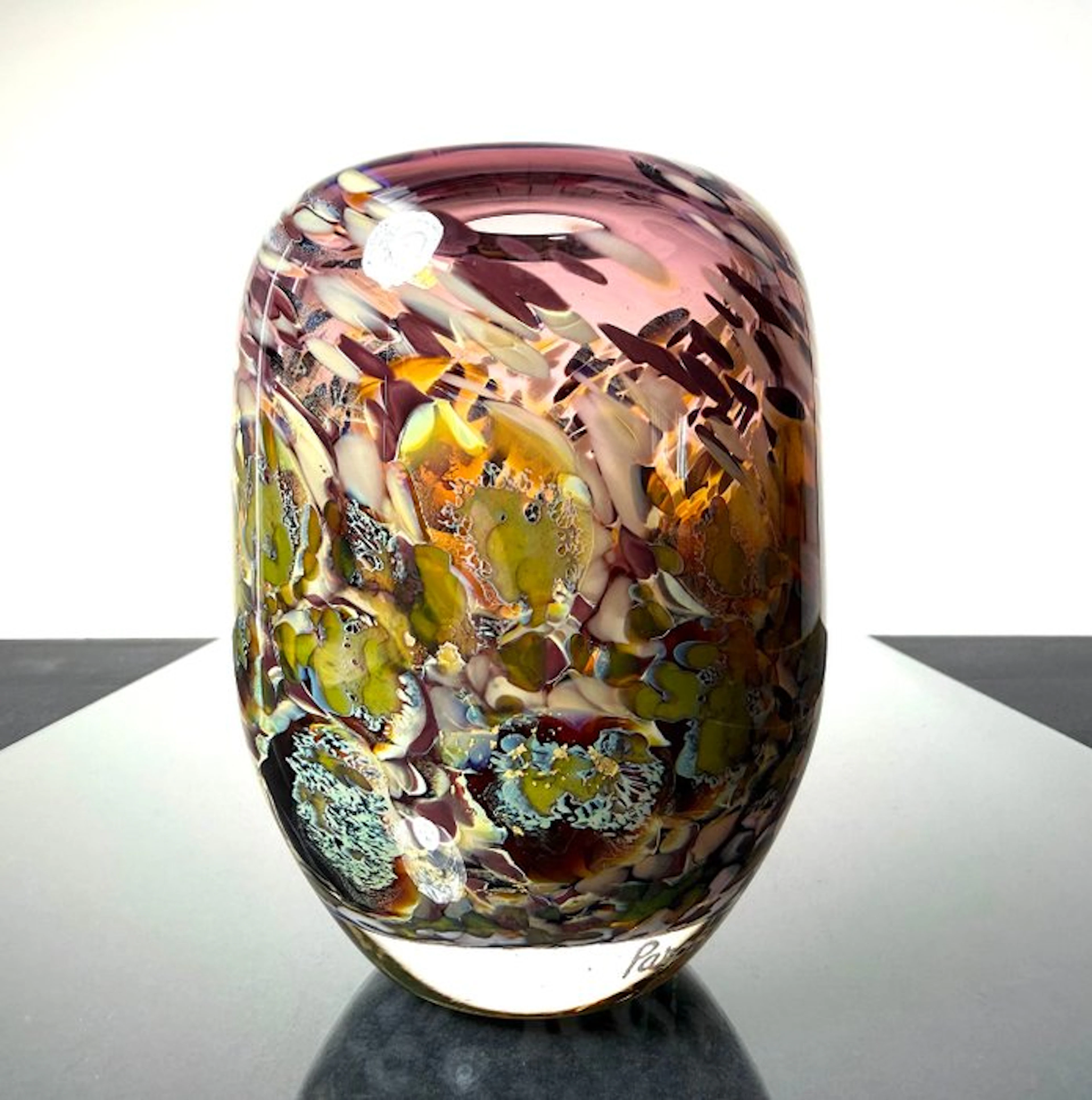 Maxence Parot - Vase - Unique vase in colors and gold - Glass