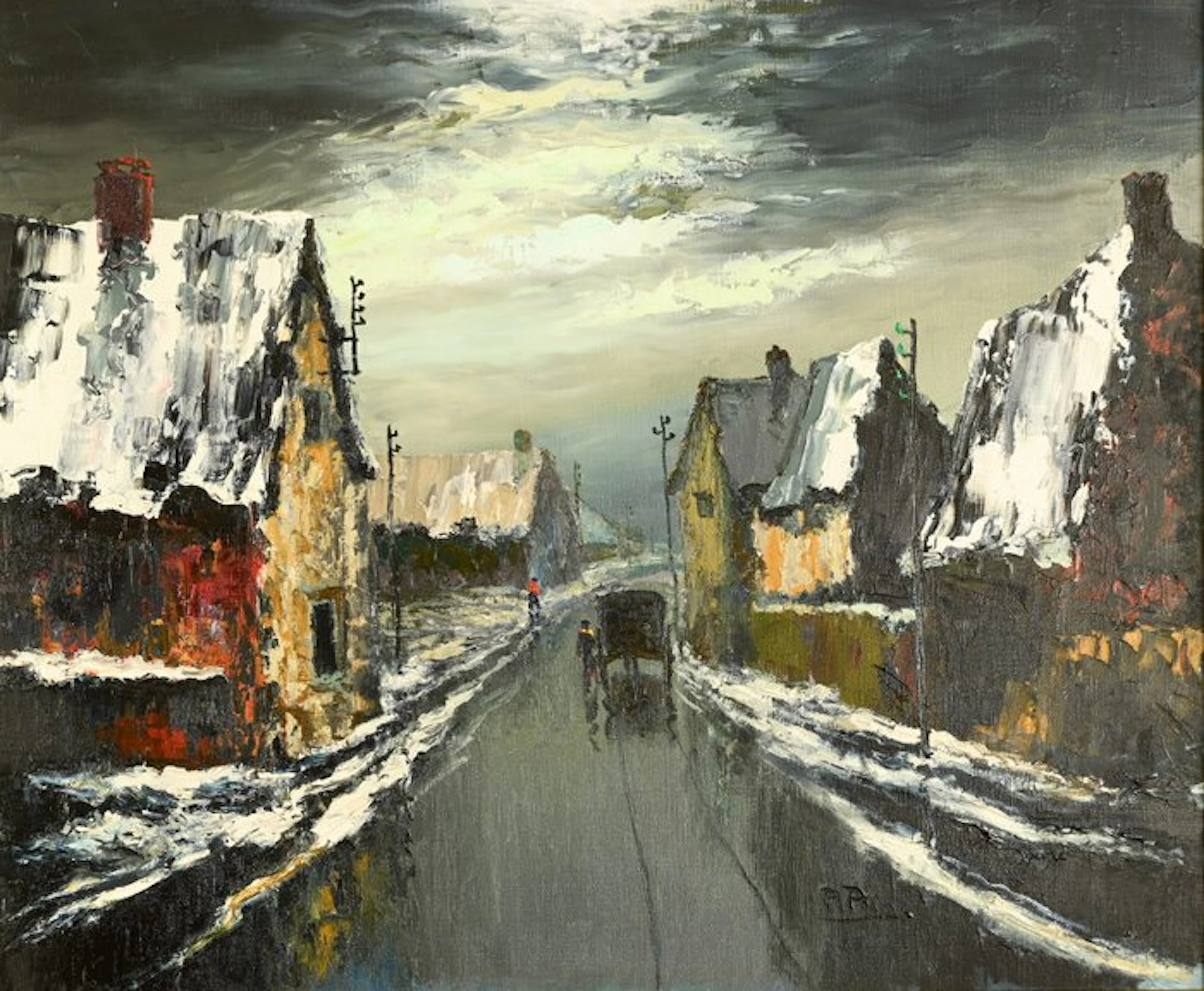 René Prin (1905-1985) - Le village sous la neige