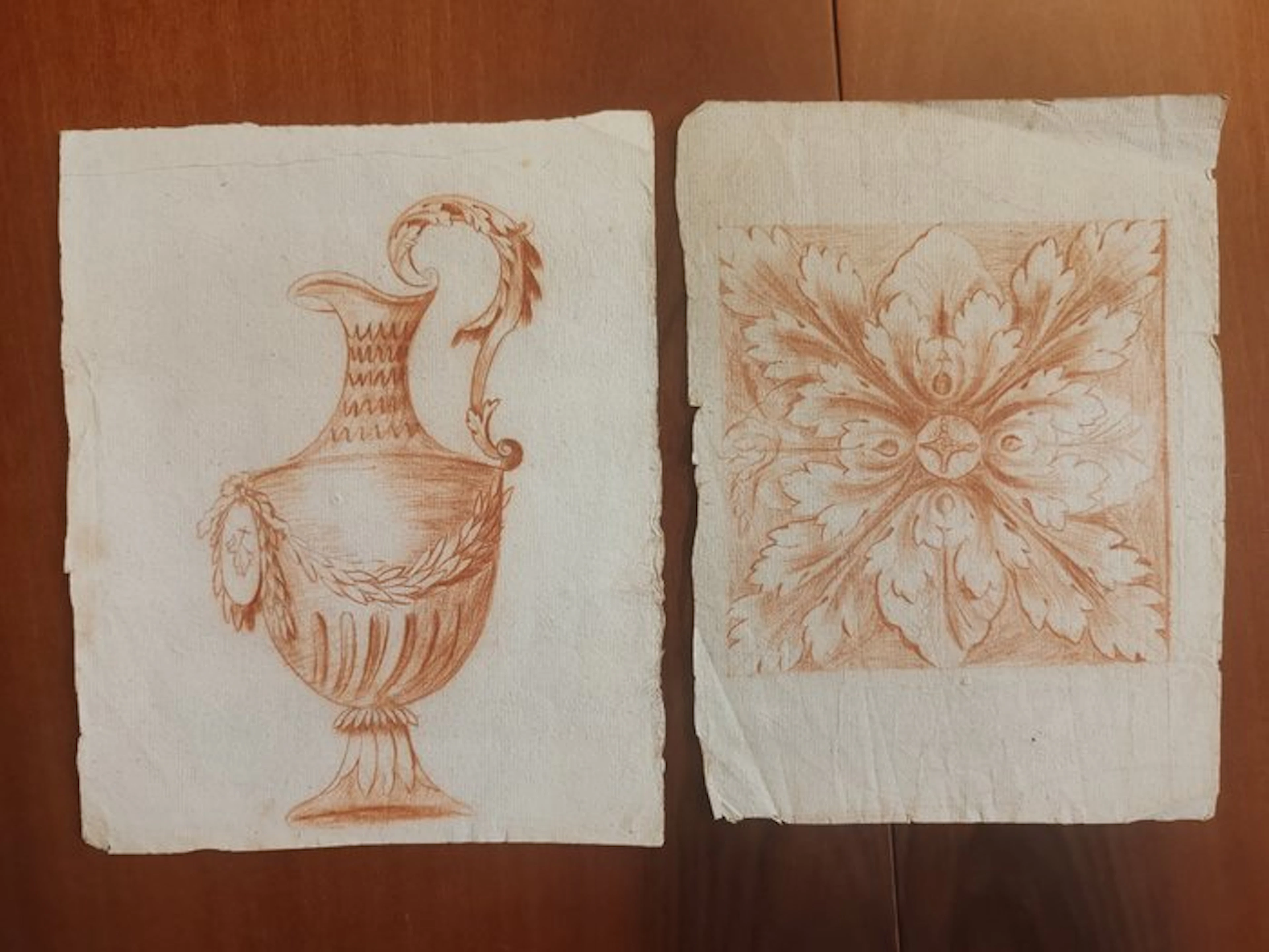 Italian school (XVIII) - Studio di ornato - brocca e rosetta foglie d'acanto