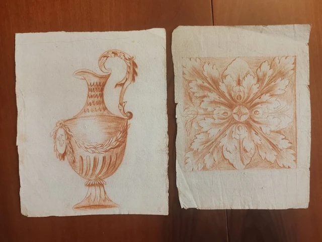 Italian school (XVIII) - Studio di ornato - brocca e rosetta foglie d'acanto