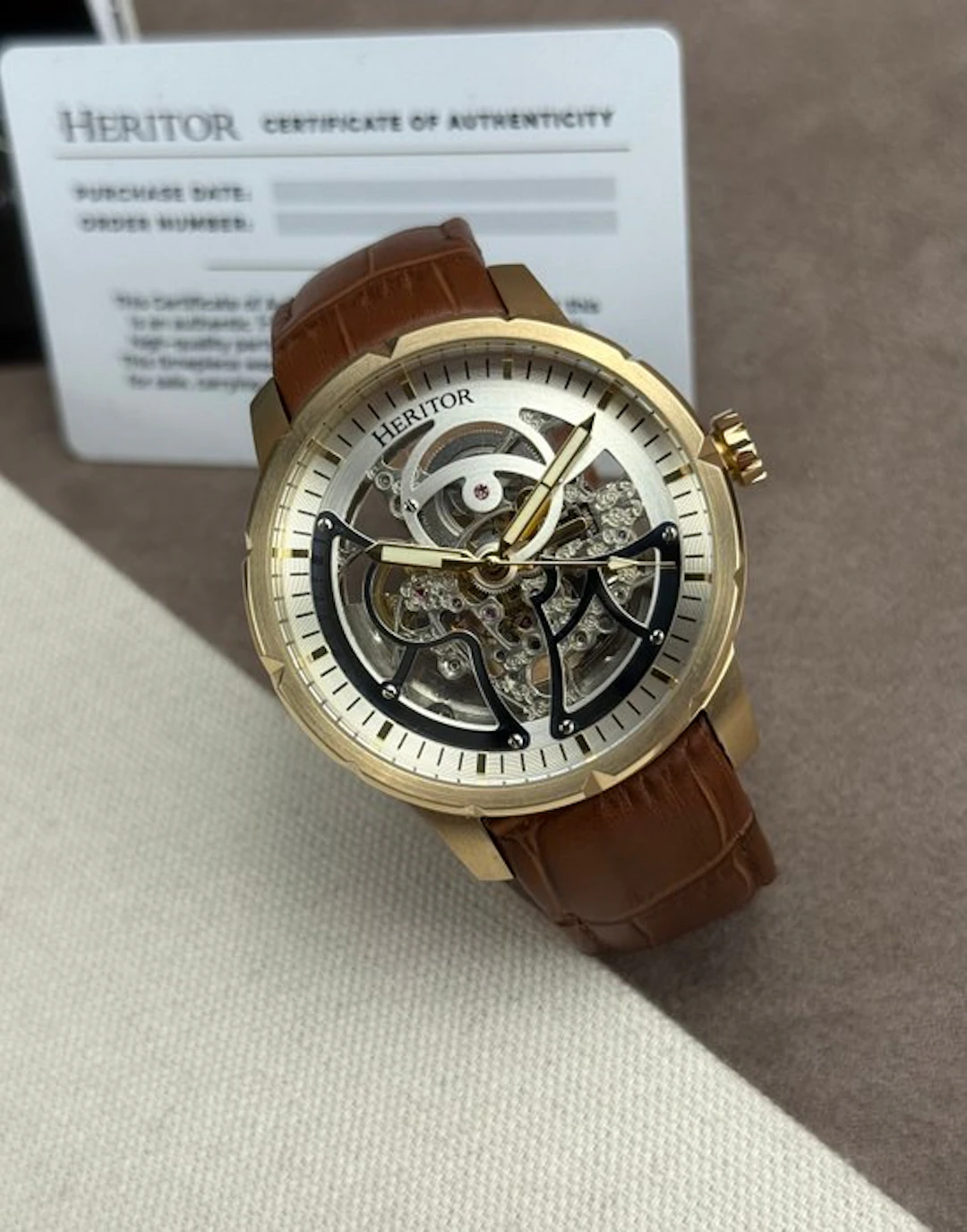 Heritor - Heritor Automatic Ryder Skeleton - Brown/Gold...