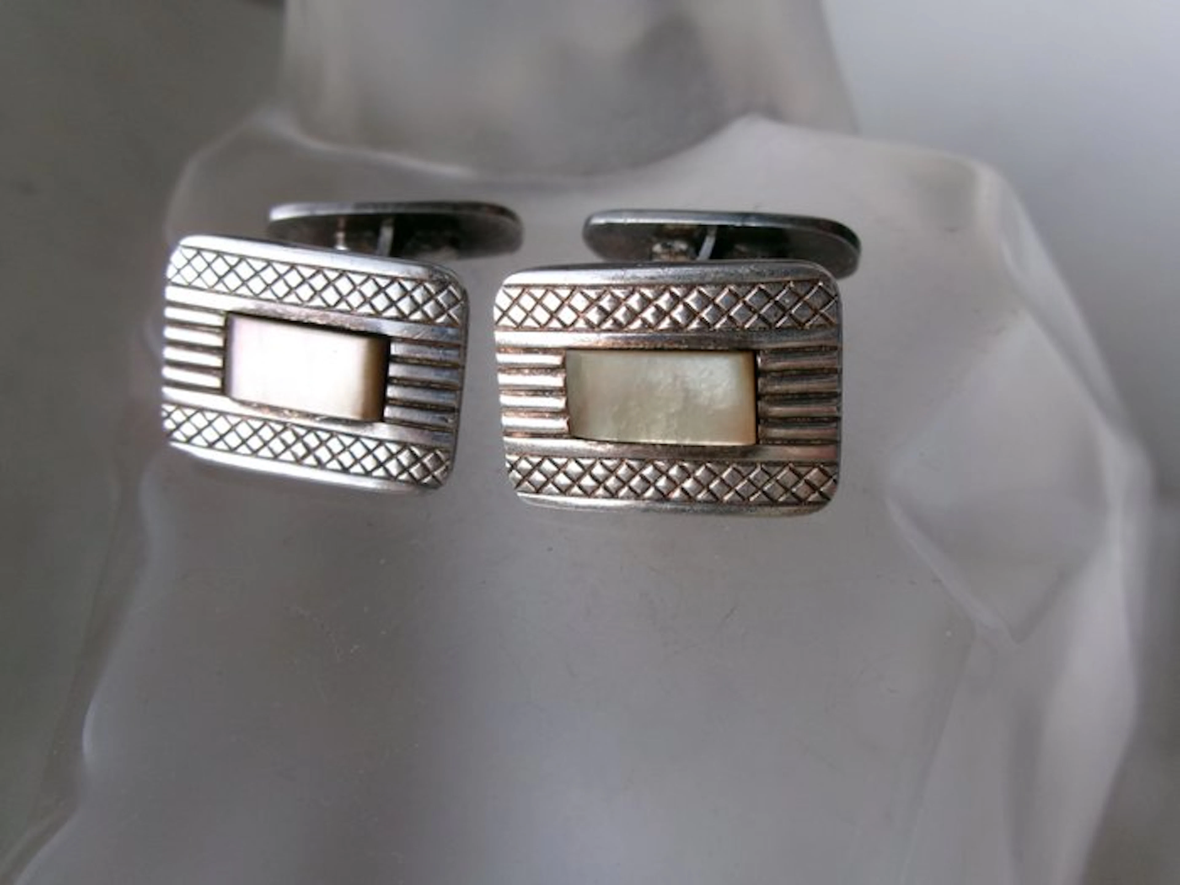 Silver, Mother-of-Pearl - Cufflinks - Art Deco