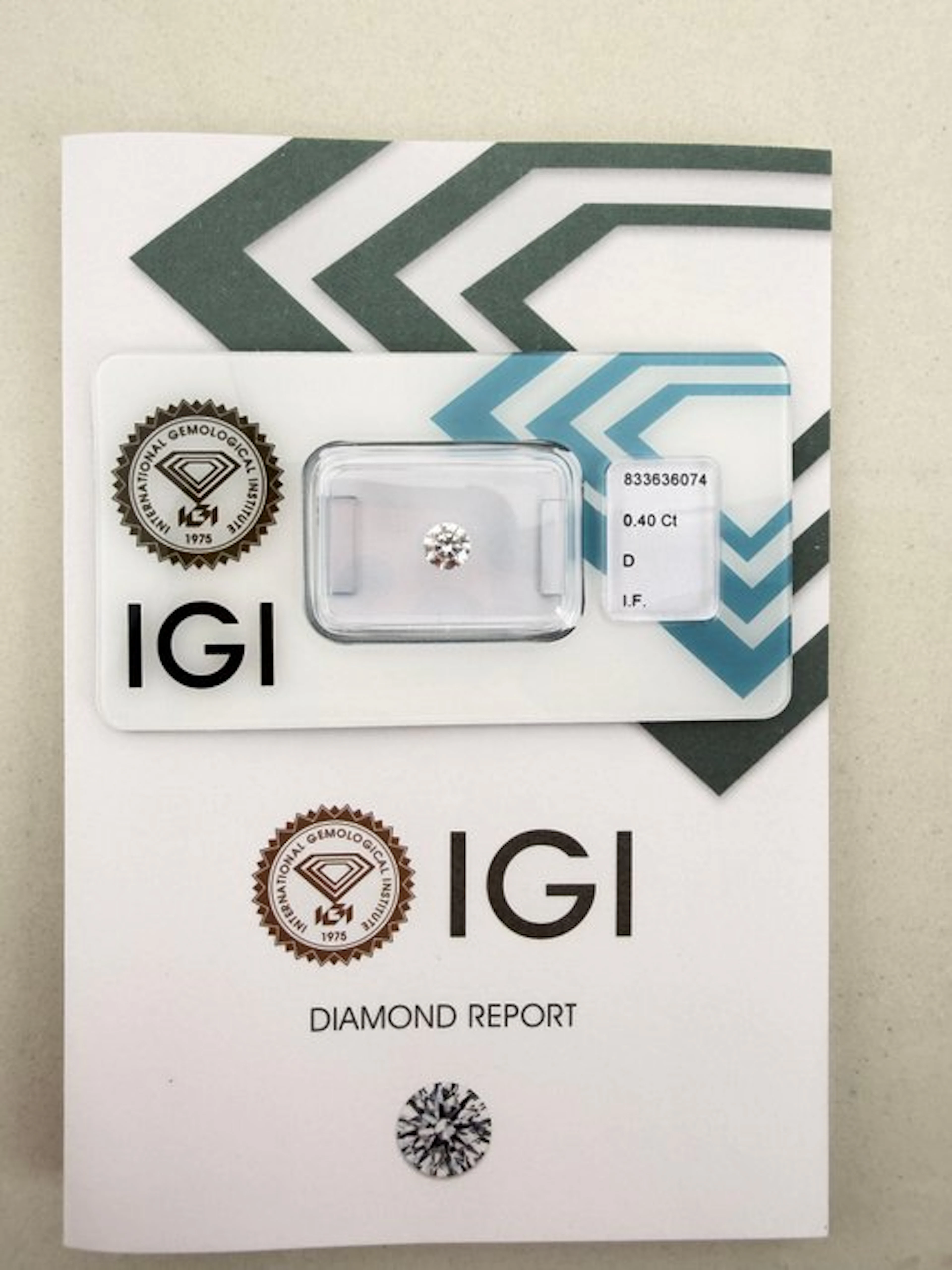1 pcs Diamond (Natural) - 0.40 ct - Round - D...