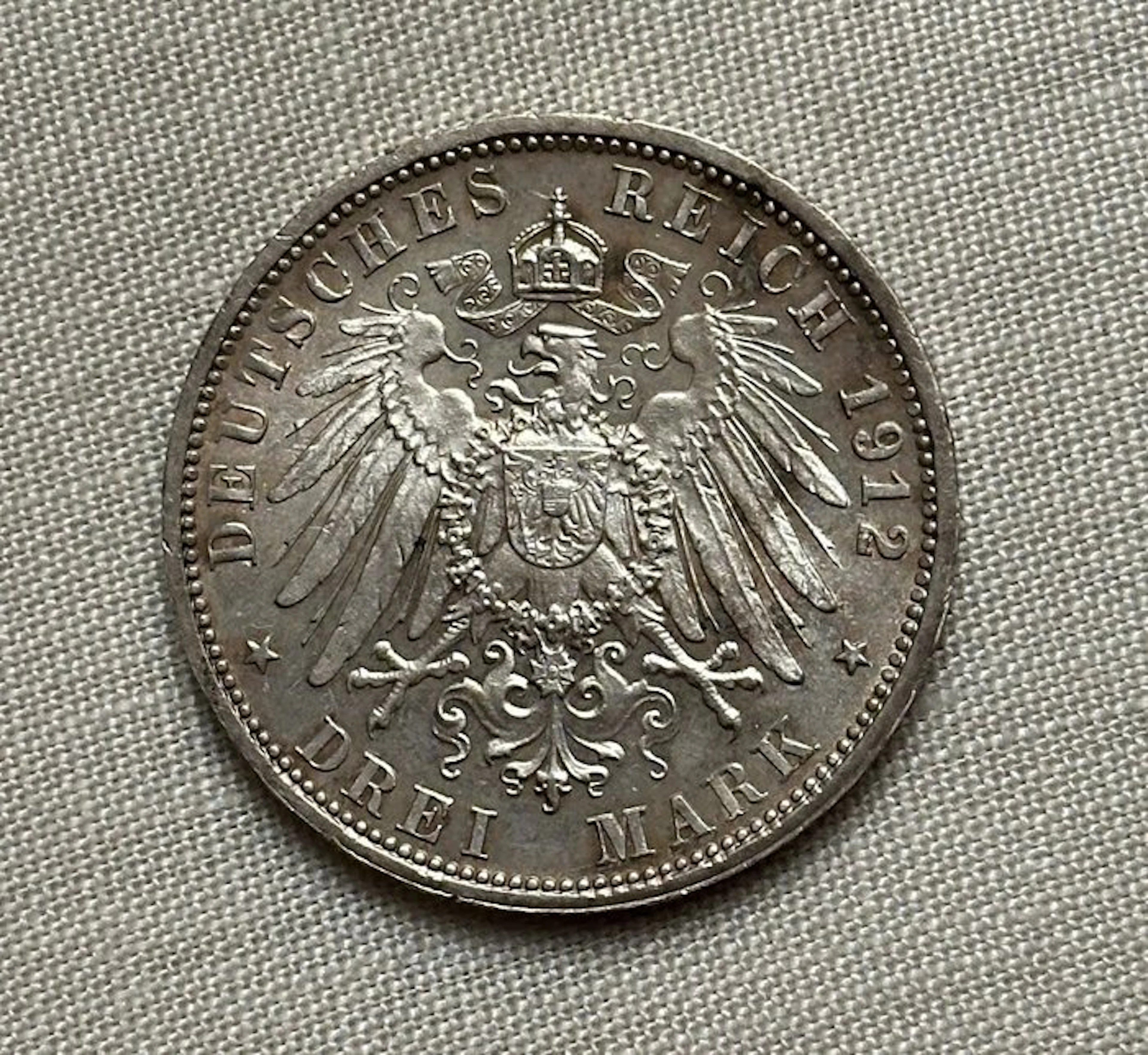 Germany, Empire 3 Mark 1912 F condition (No reserve price)