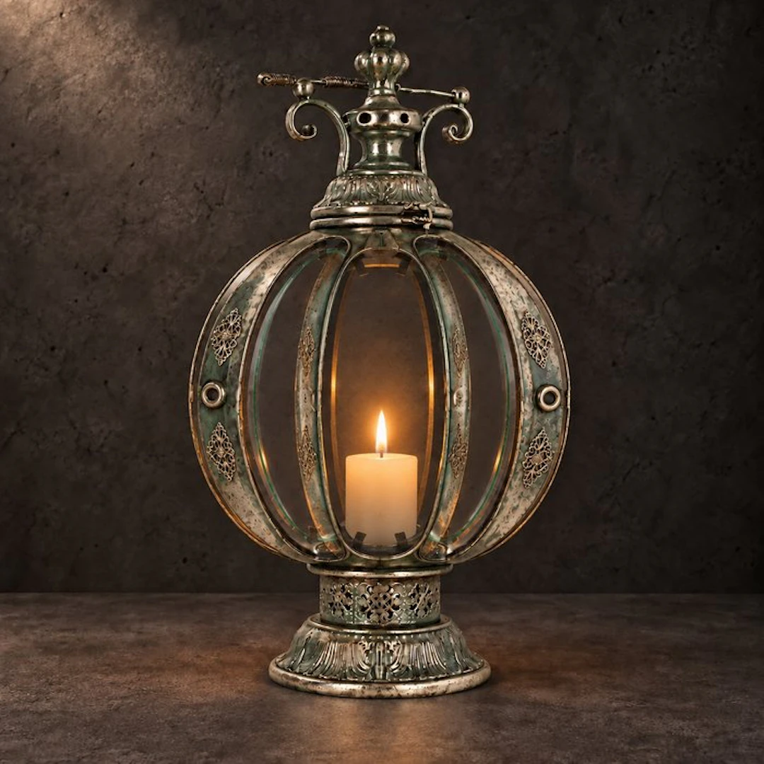 Lantern - Glass, Metal - 56 cm tall lantern!