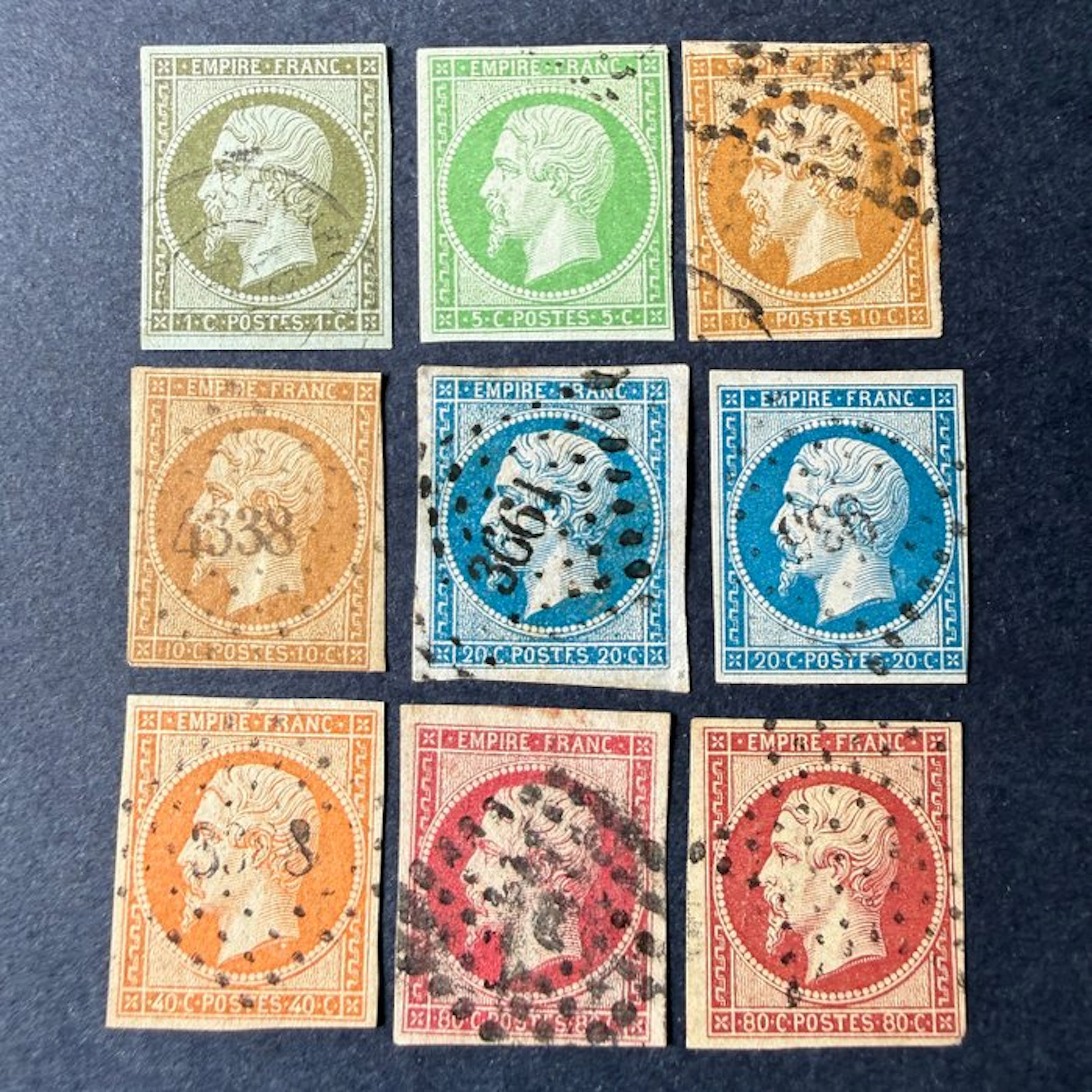 France - Yvert 11/17B 'Napoléon imperforate' in oblitérés