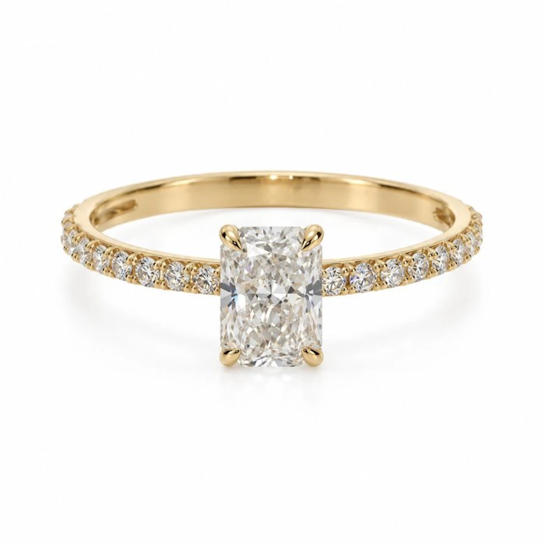 No reserve price - Ring - 14 kt. Yellow gold - 1.01ct. tw. Diamond (Lab-grown)