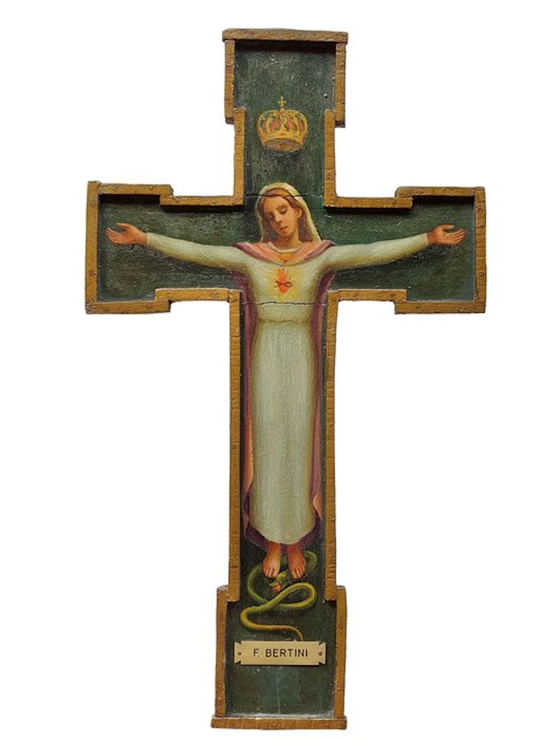 Federico Bertini (1908 – 1992) - Oil-painted crucifix...