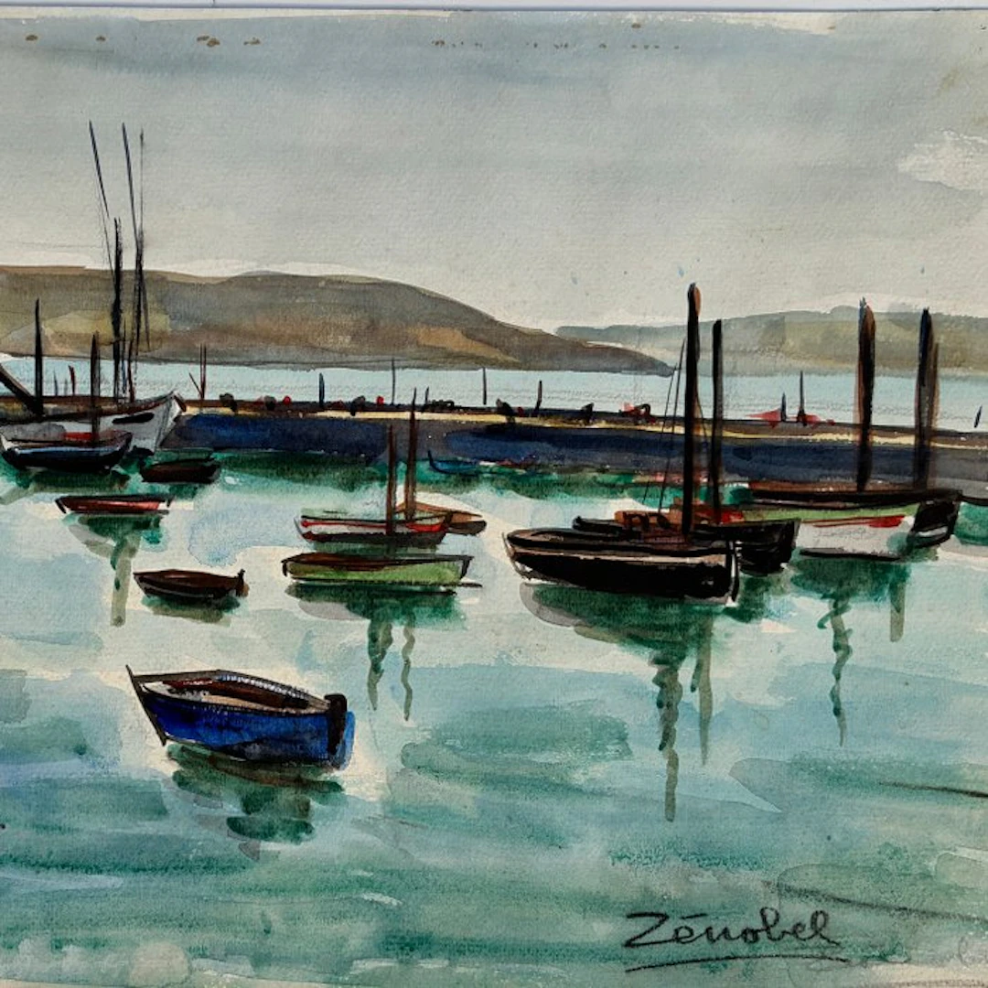 Pierre Zénobel (1905-1996) - Marine aux bateaux (vendu sans prix de réserve)
