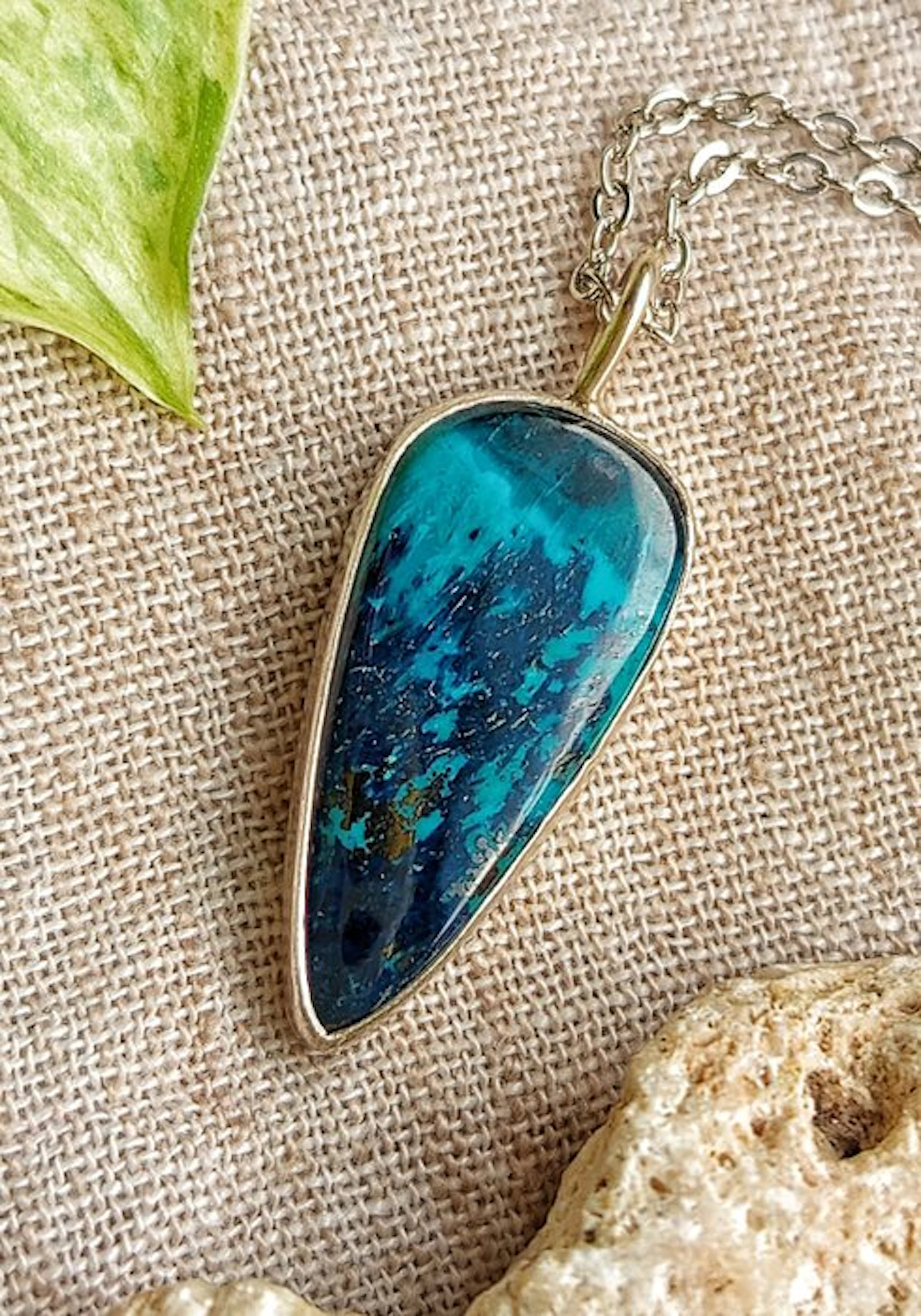 Handmade 925 silver jewelry 'Lennie' with top-quality azurite
