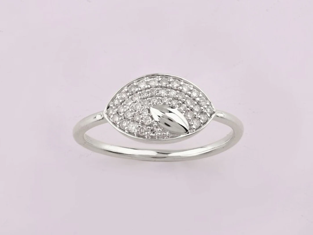 Ring - 14 kt. White gold - 0.20ct. tw. Diamond (Natural)