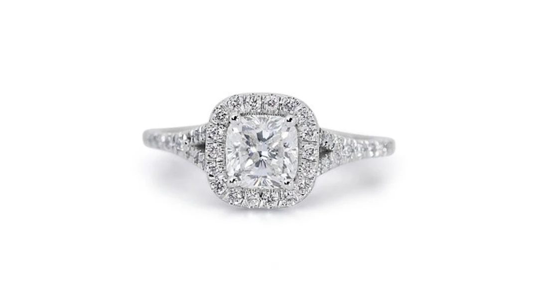 Ring - 18 kt. White gold - 1.25ct. tw. Diamond (Natural) - Diamond