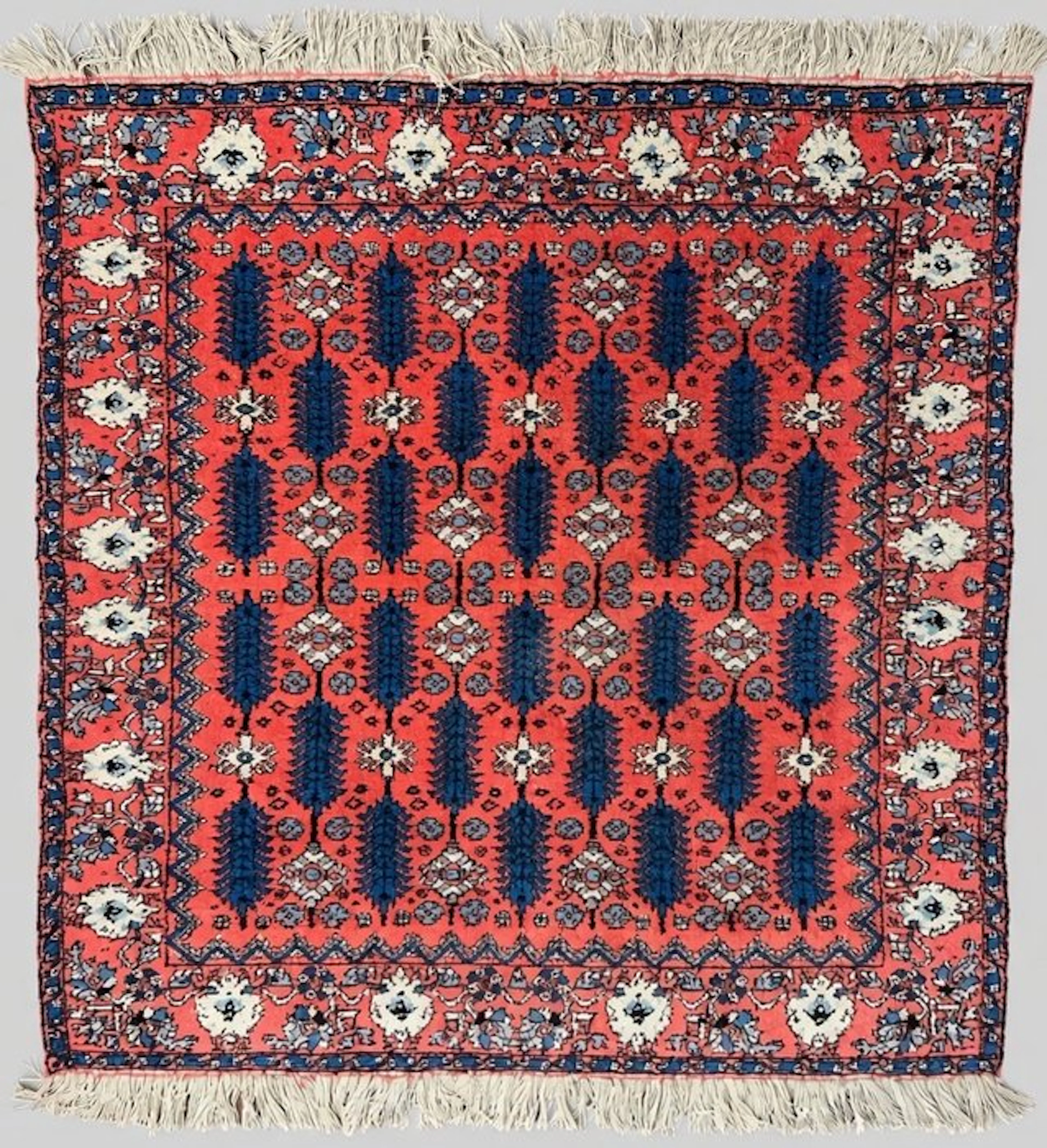 A Vintage Hand-Knotted Moroccan Rabat Wool Carpet